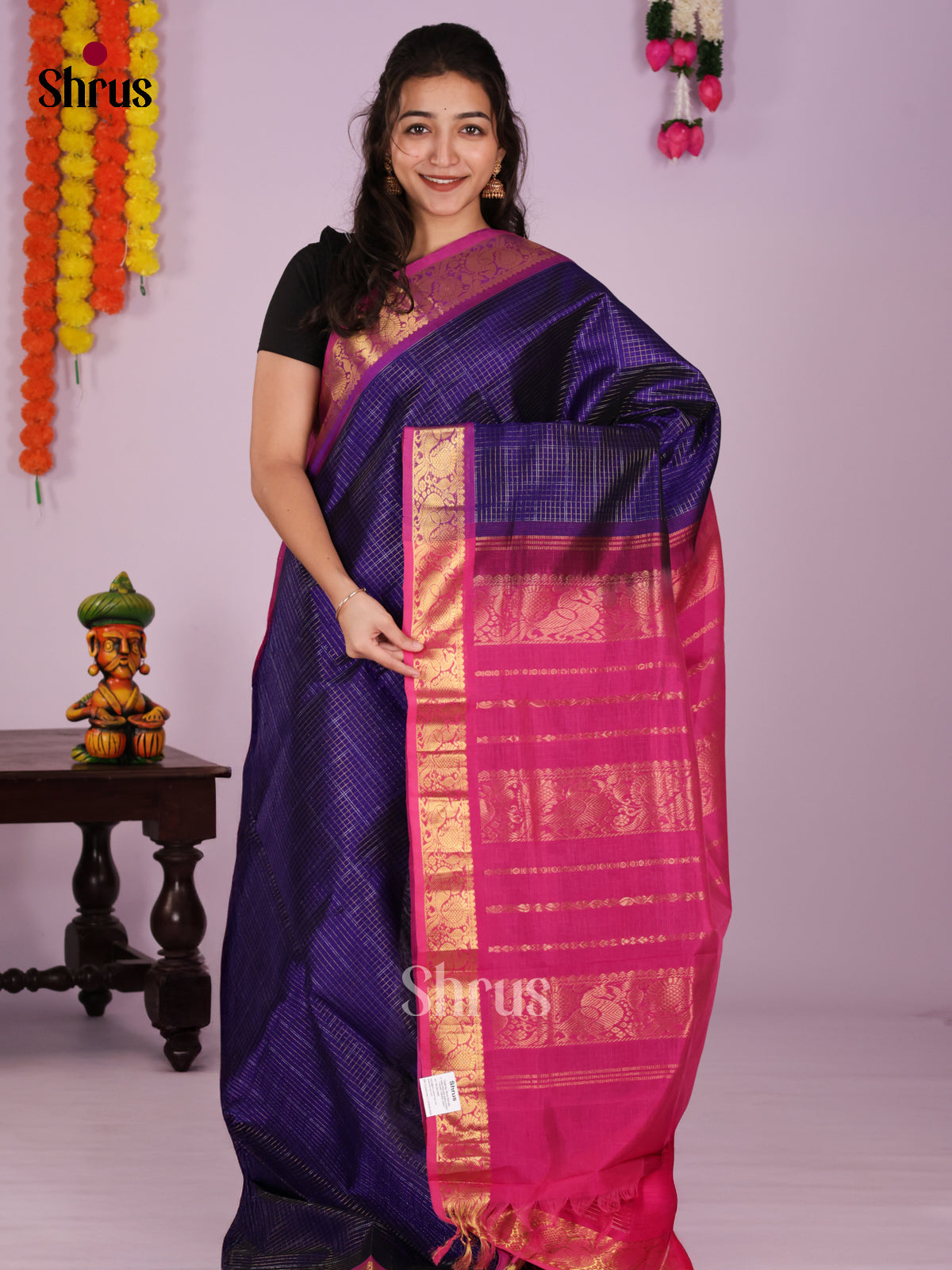 DIS24280 - Silk Cotton Saree - Shop on Shrus.com