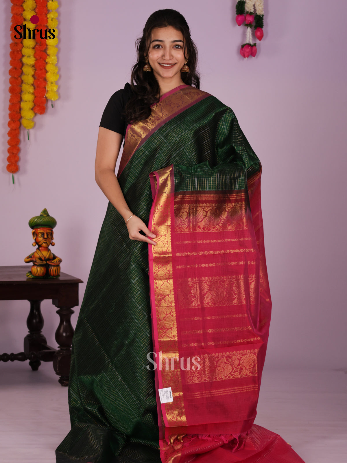 DIS24281 - Silk Cotton Saree - Shop on Shrus.com