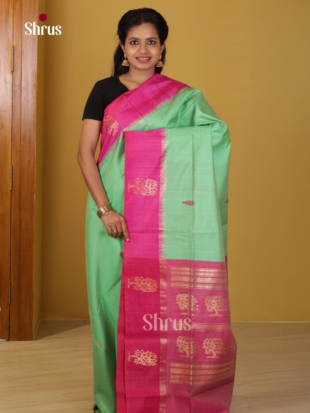 DIS24822 - Raw Silk Saree - Shop on Shrus.com