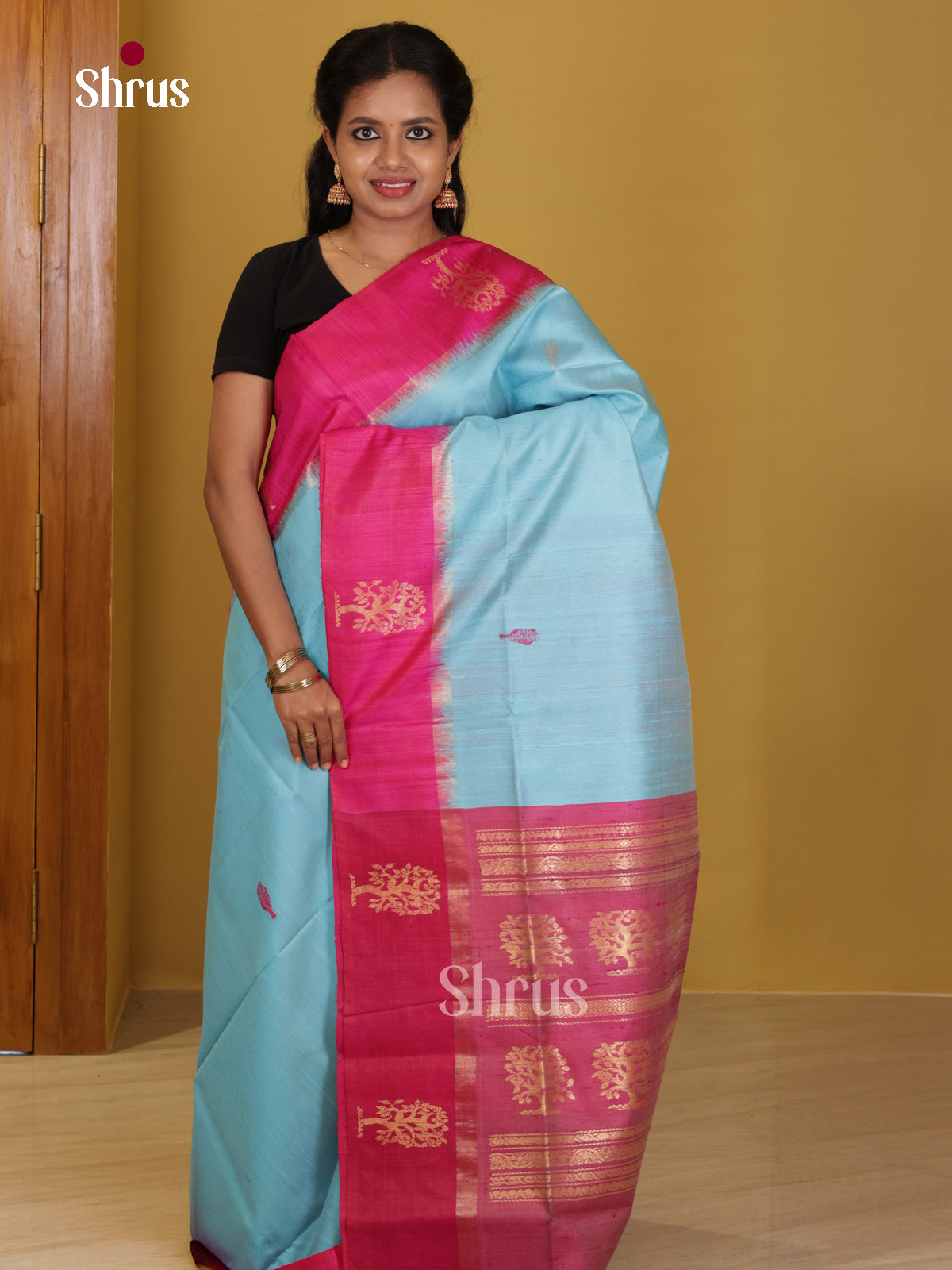 DIS24825 - Raw Silk Saree - Shop on Shrus.com
