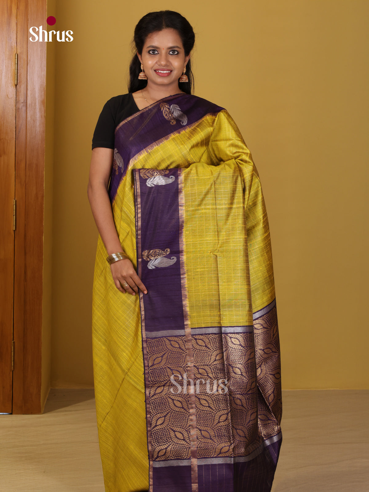 DIS24843 - Raw Silk Saree - Shop on Shrus.com