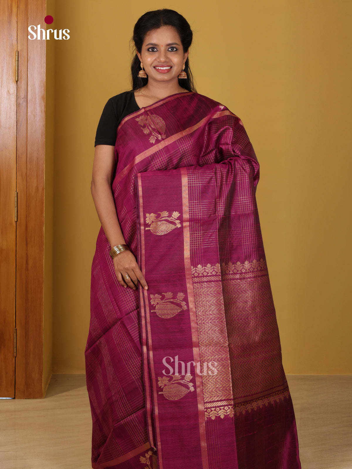 DIS24850 - Raw Silk Saree - Shop on Shrus.com