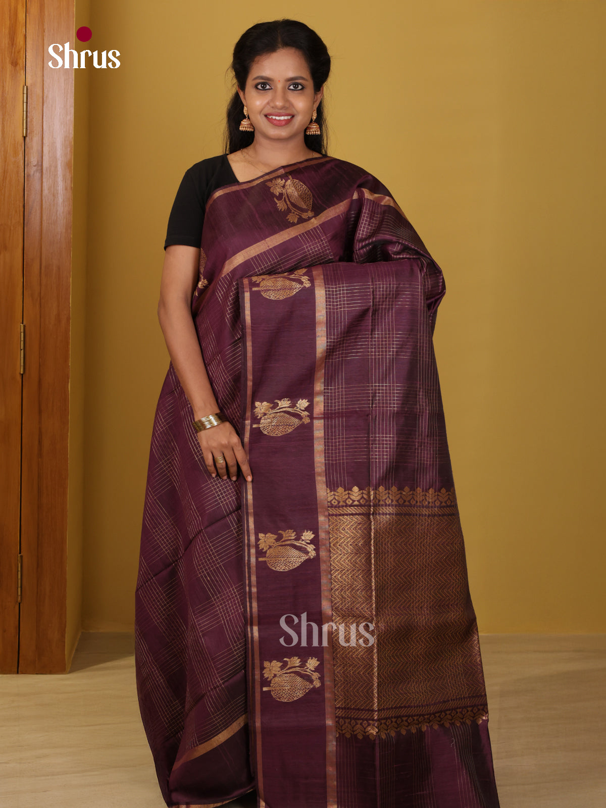 DIS24854 - Raw Silk Saree - Shop on Shrus.com