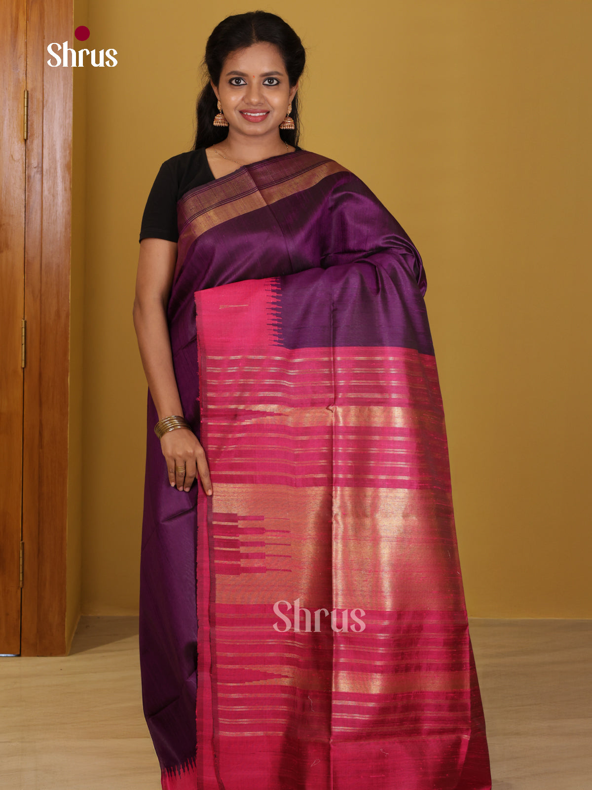 DIS24858 - Raw Silk Saree - Shop on Shrus.com
