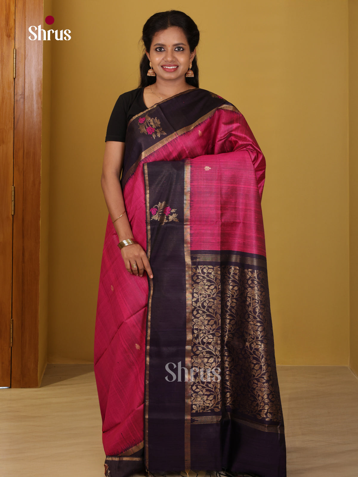 DIS24878 - Raw Silk Saree - Shop on Shrus.com