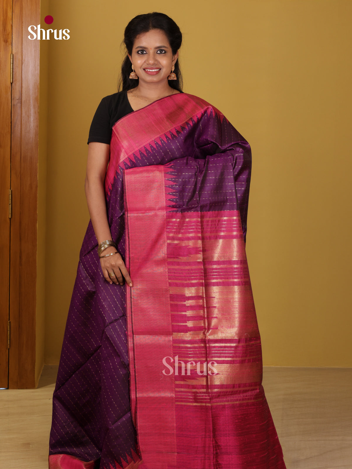 DIS24884 - Raw Silk Saree - Shop on Shrus.com
