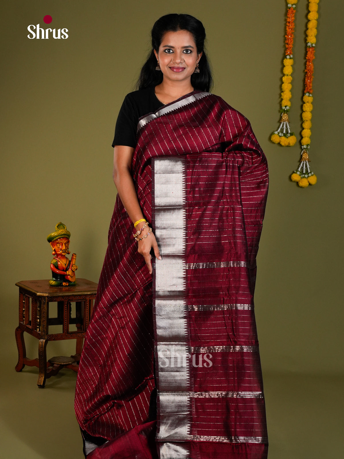 DIS26049 - Mangalagiri silkcotton Saree - Shop on Shrus.com