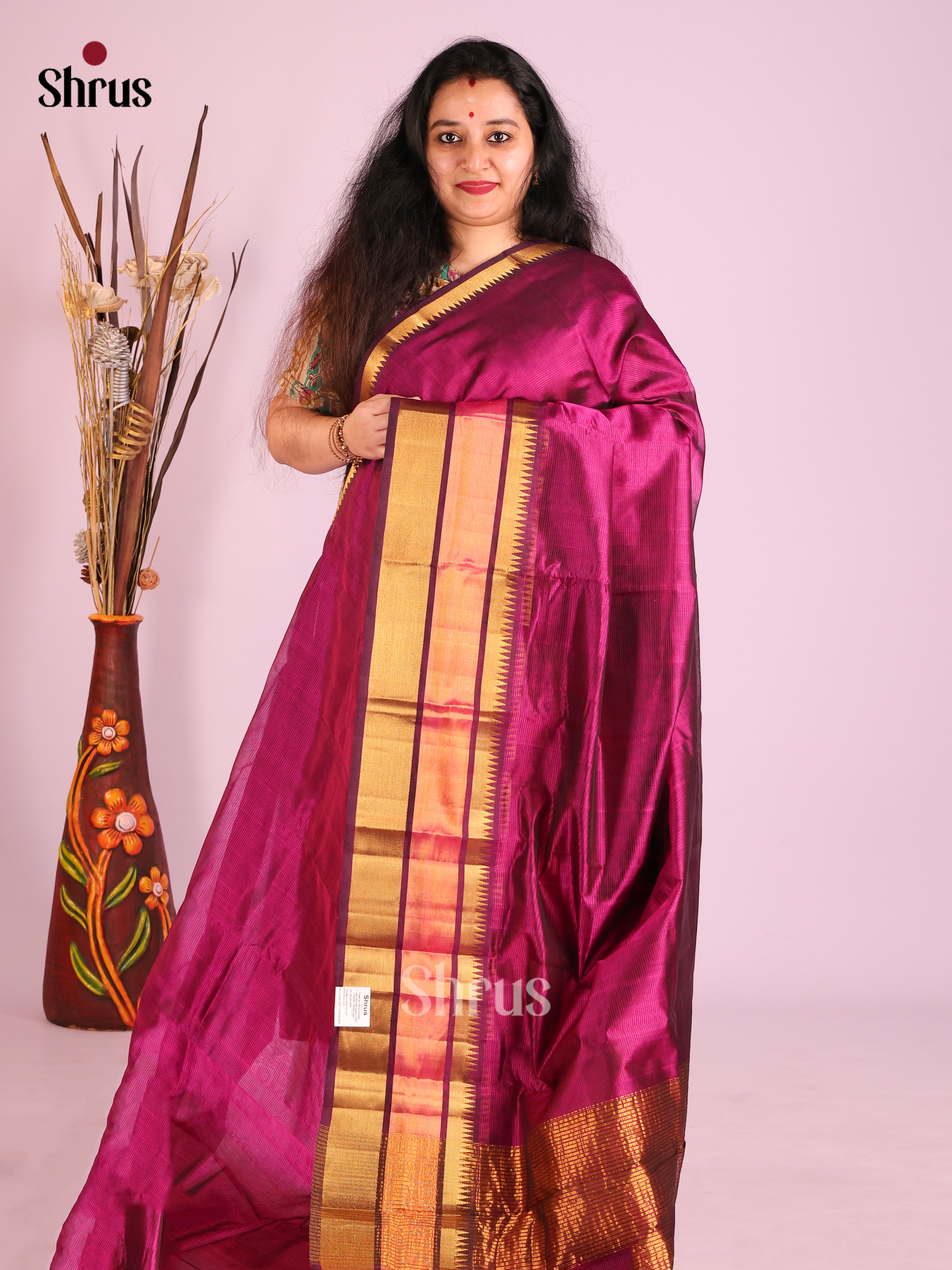 Purple(Single Tone) - Mangalagiri silkcotton Saree