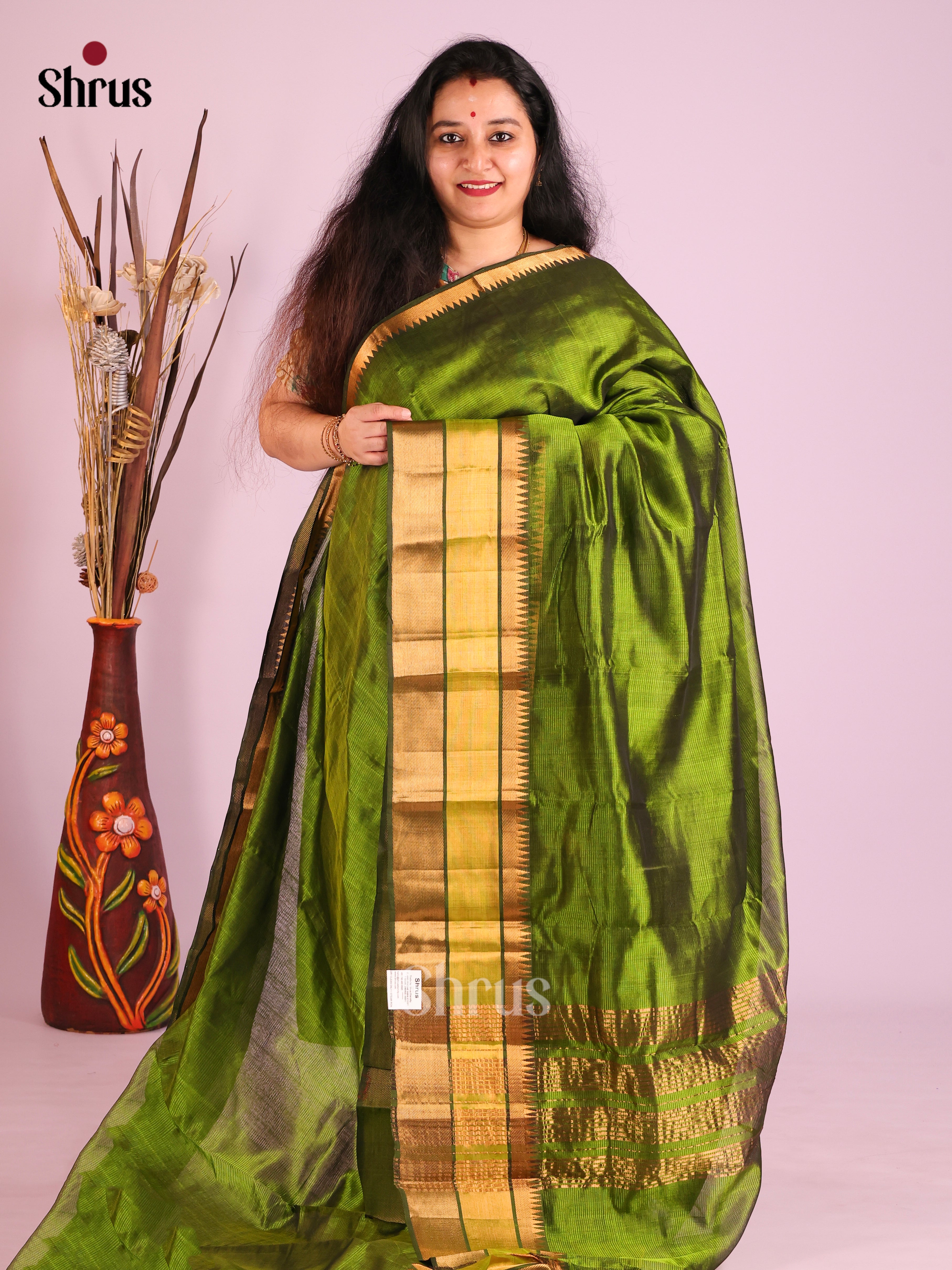 Green(Single Tone) - Mangalagiri silkcotton Saree