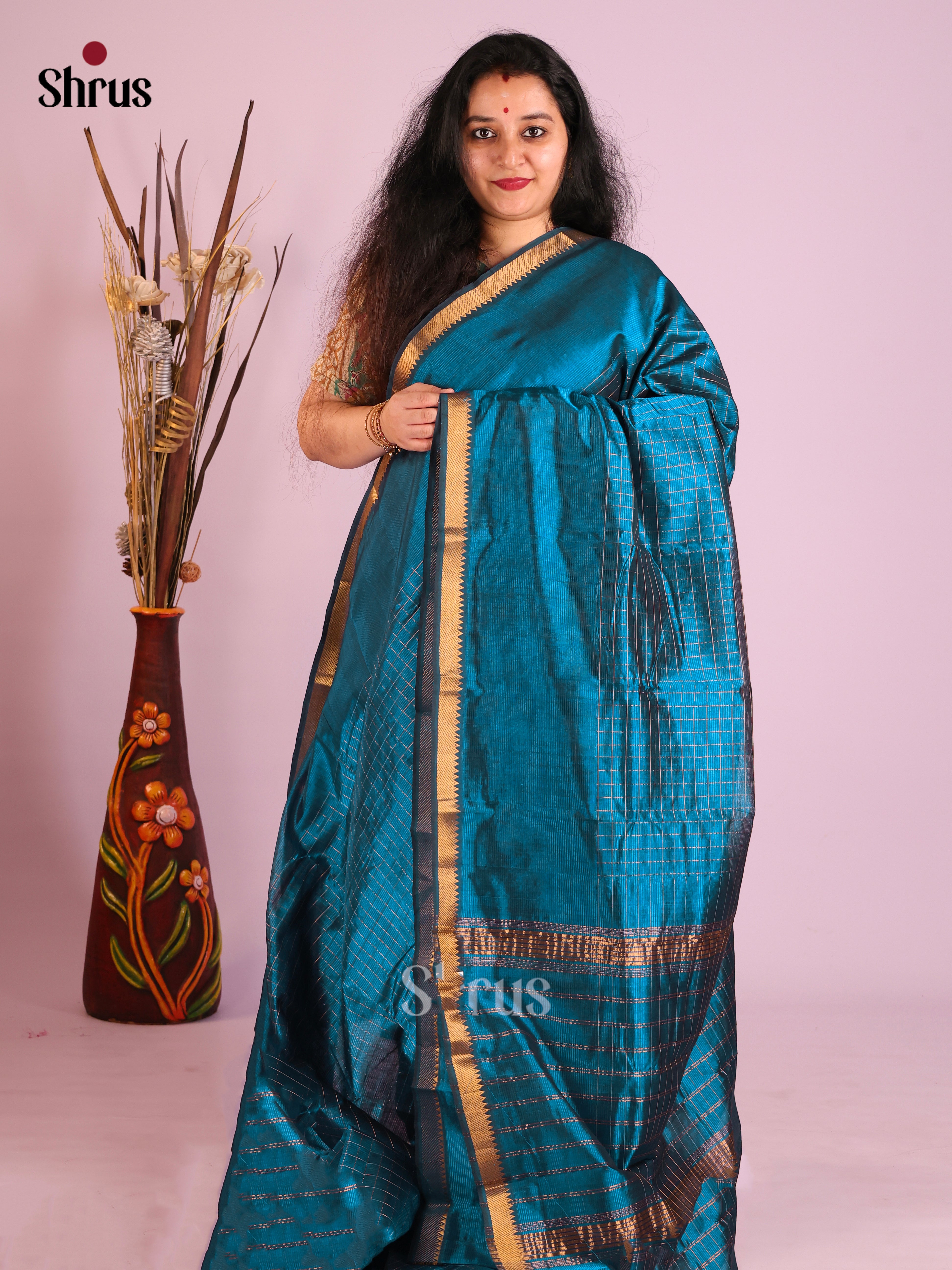 Blue(Single Tone)- Mangalagiri silkcotton Saree