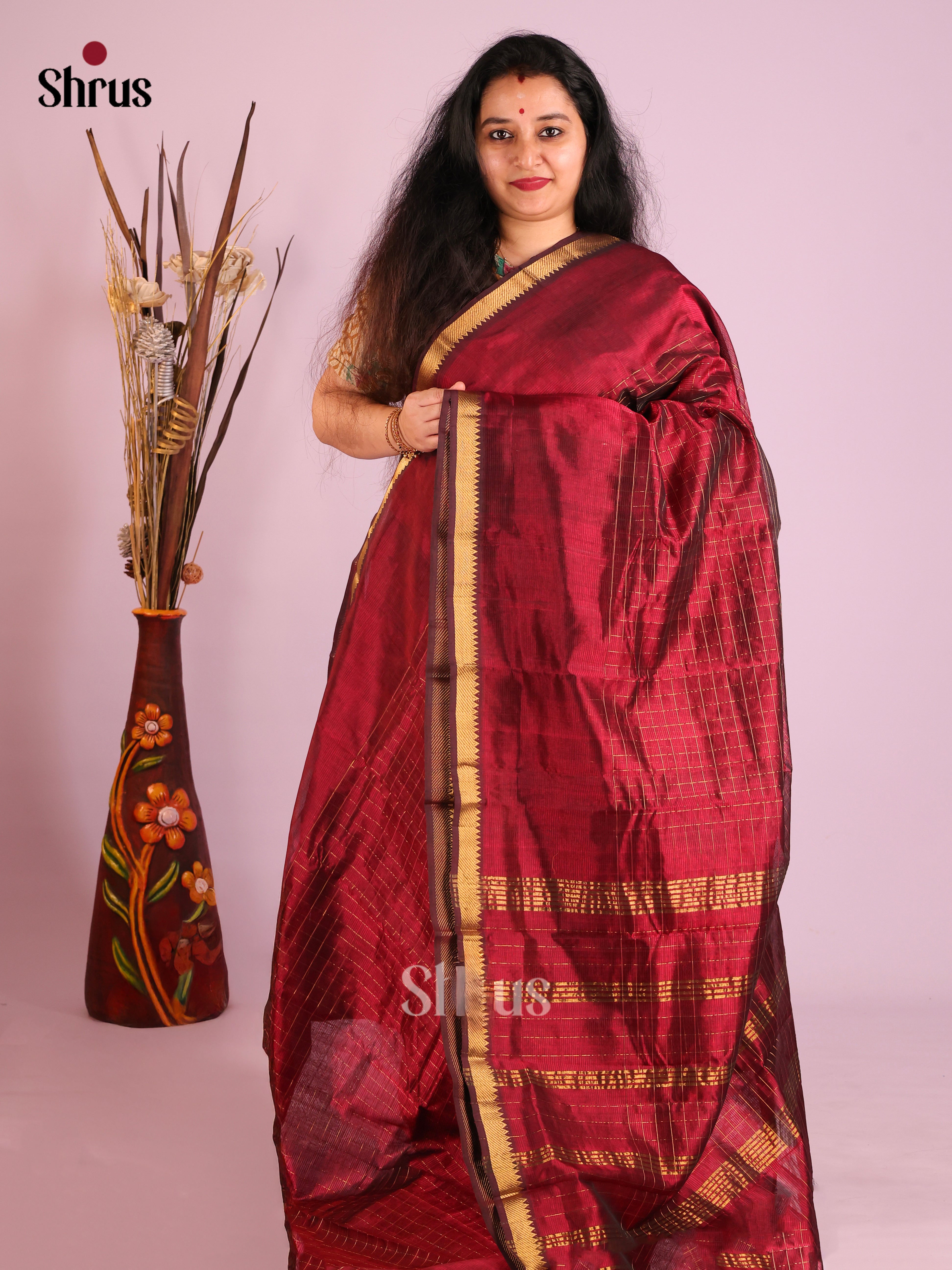 Maroon(Single Tone) - Mangalagiri silkcotton Saree