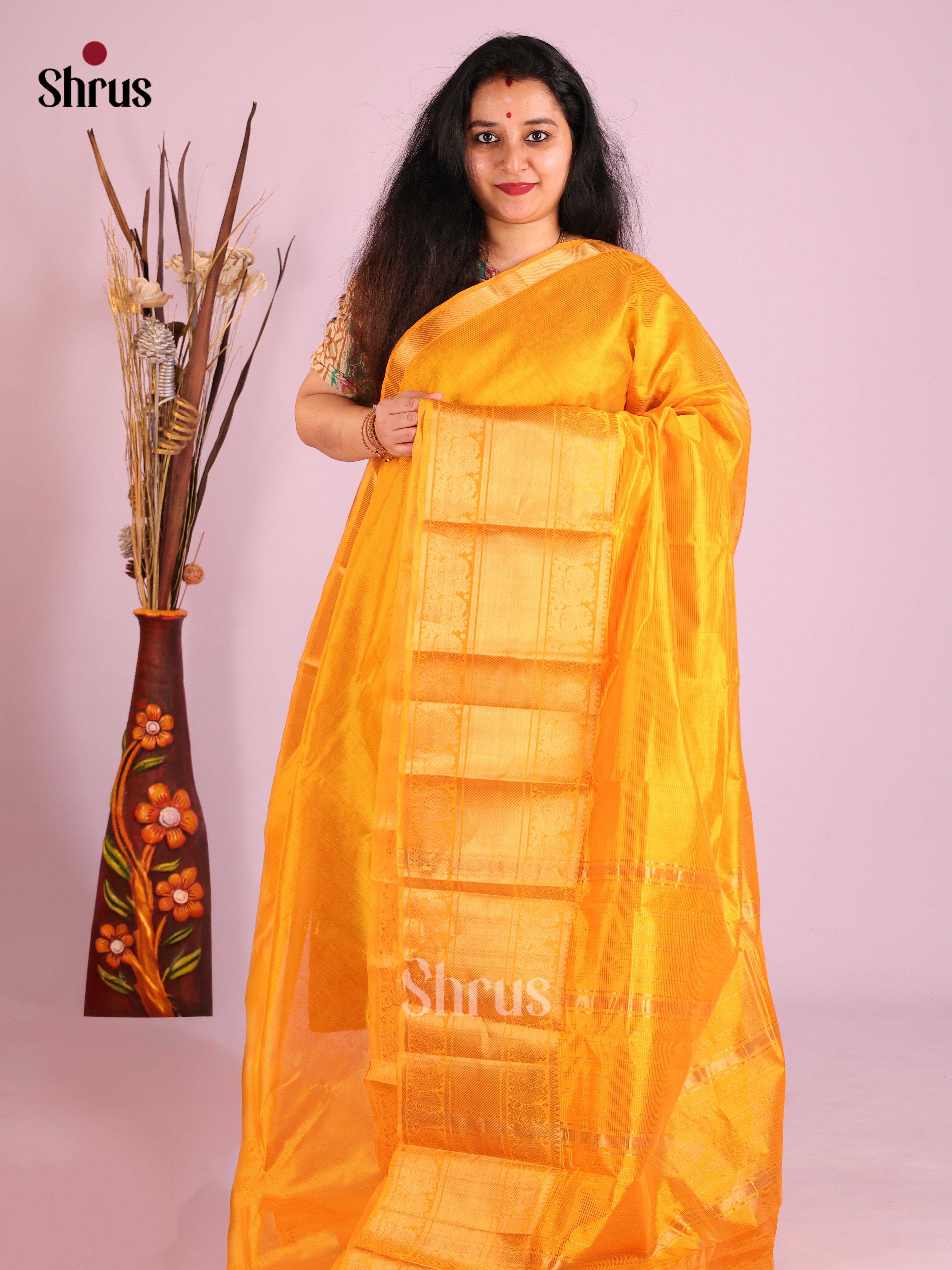 Mustard(single Tone) - Mangalagiri silkcotton Saree