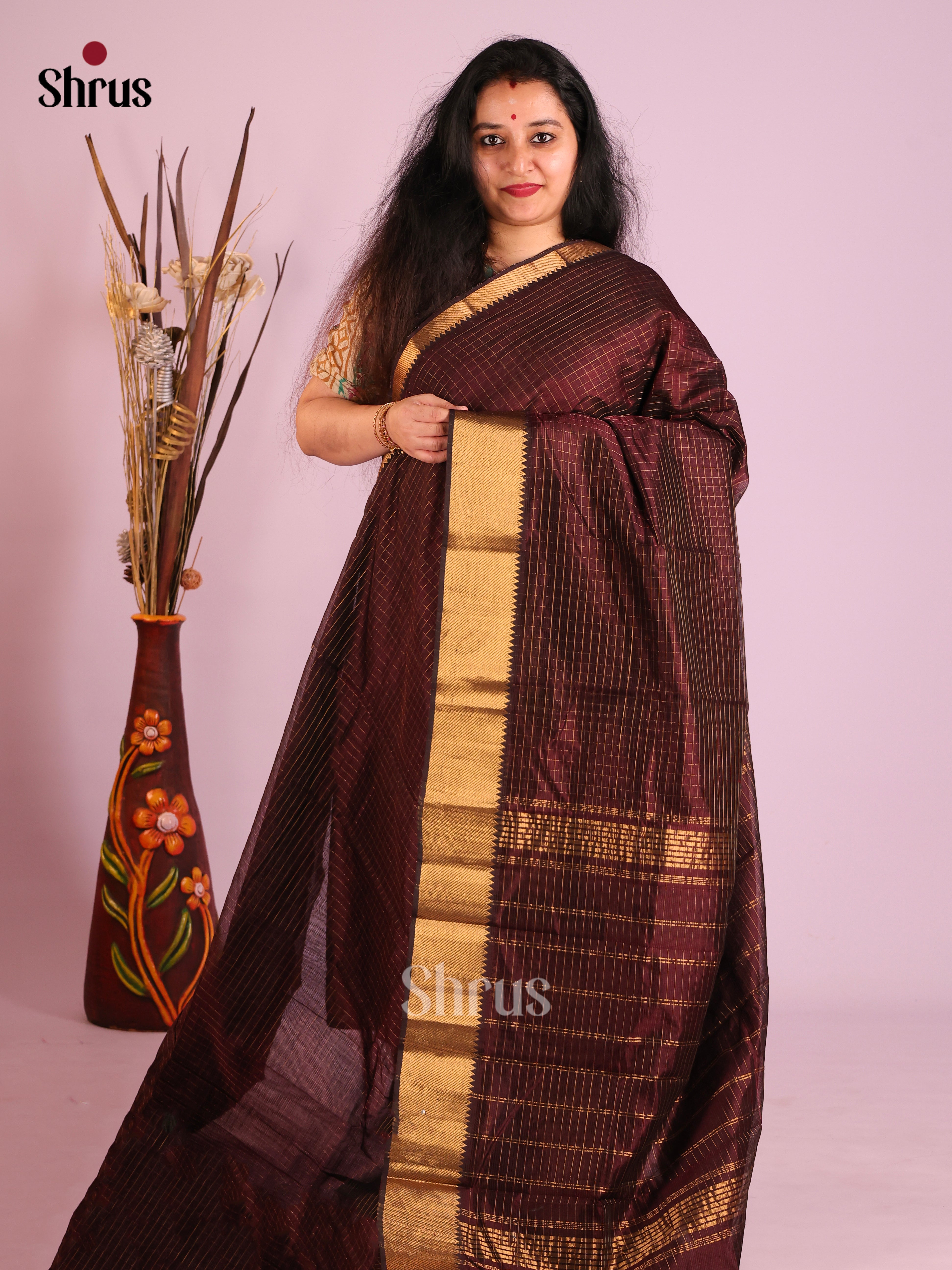 Brown(Single Tone) - Mangalagiri silkcotton Saree