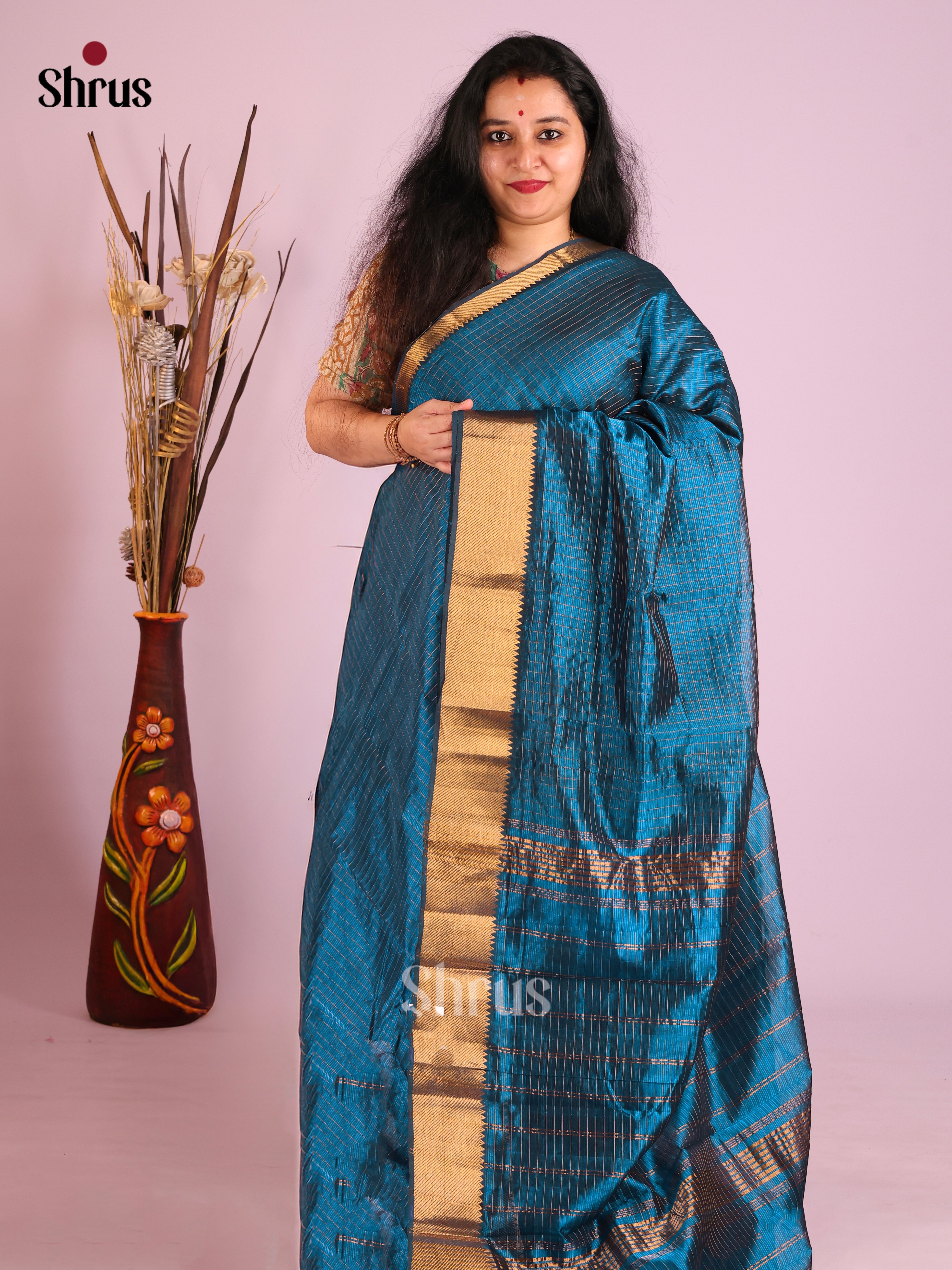 Blue(Single Tone) - Mangalagiri silkcotton Saree