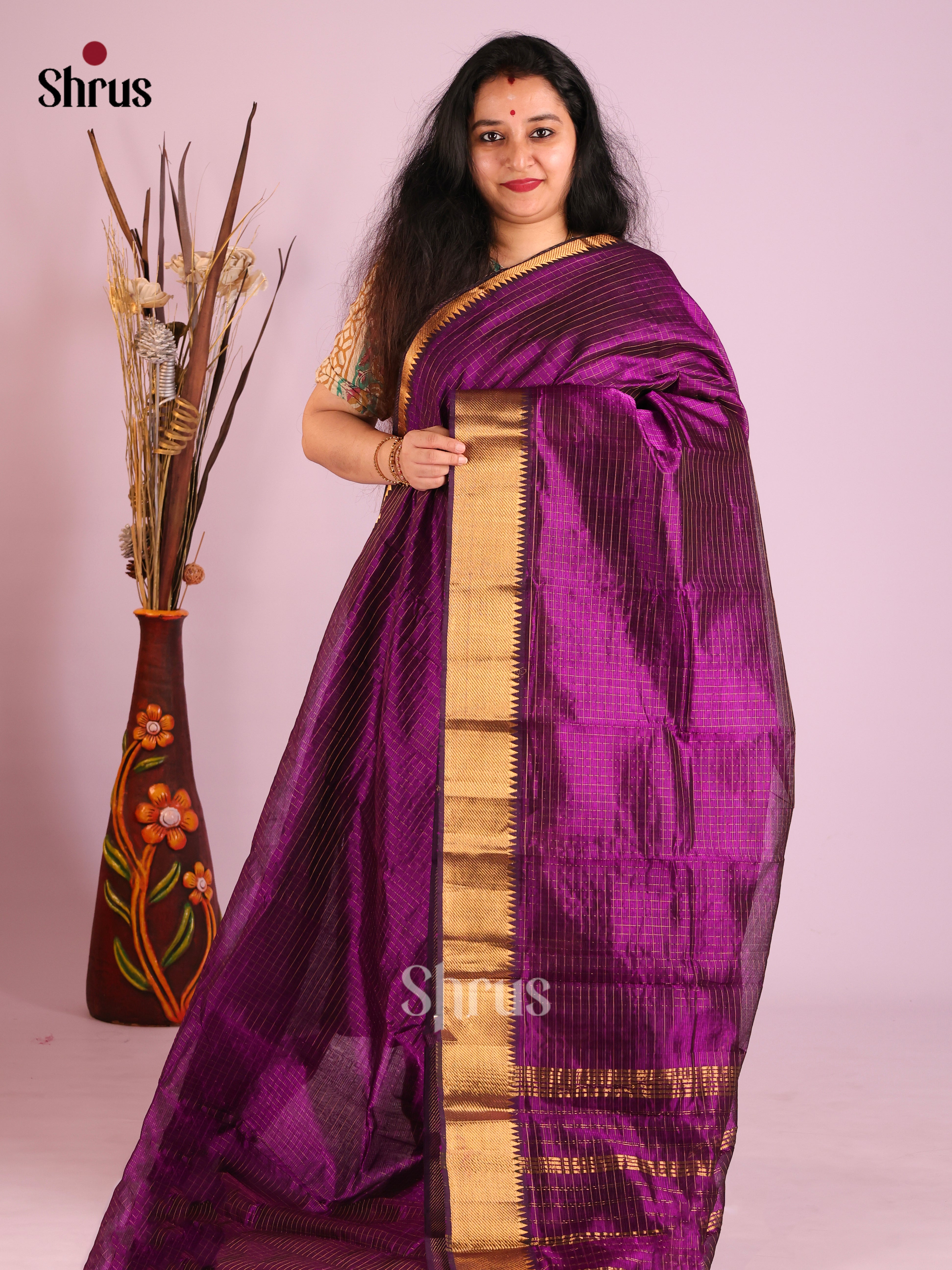 Violet(Single Tone)- Mangalagiri silkcotton Saree