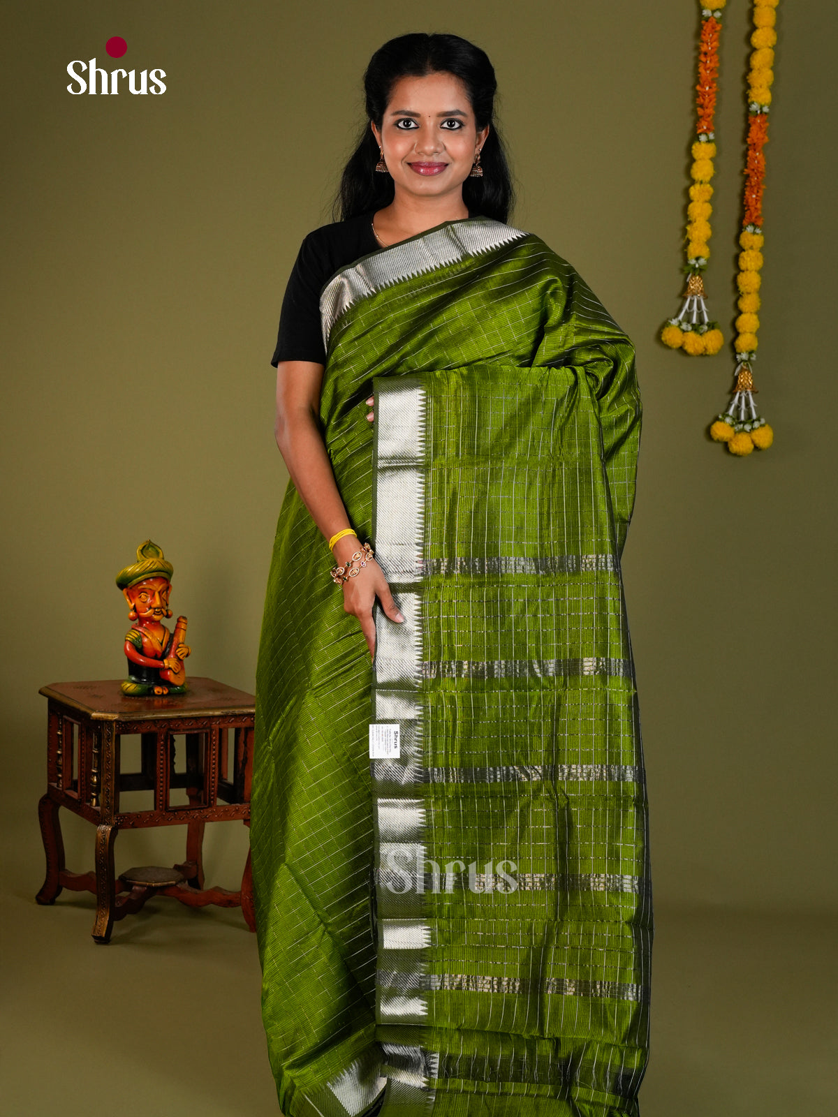 DIS26084 - Mangalagiri silkcotton Saree - Shop on Shrus.com