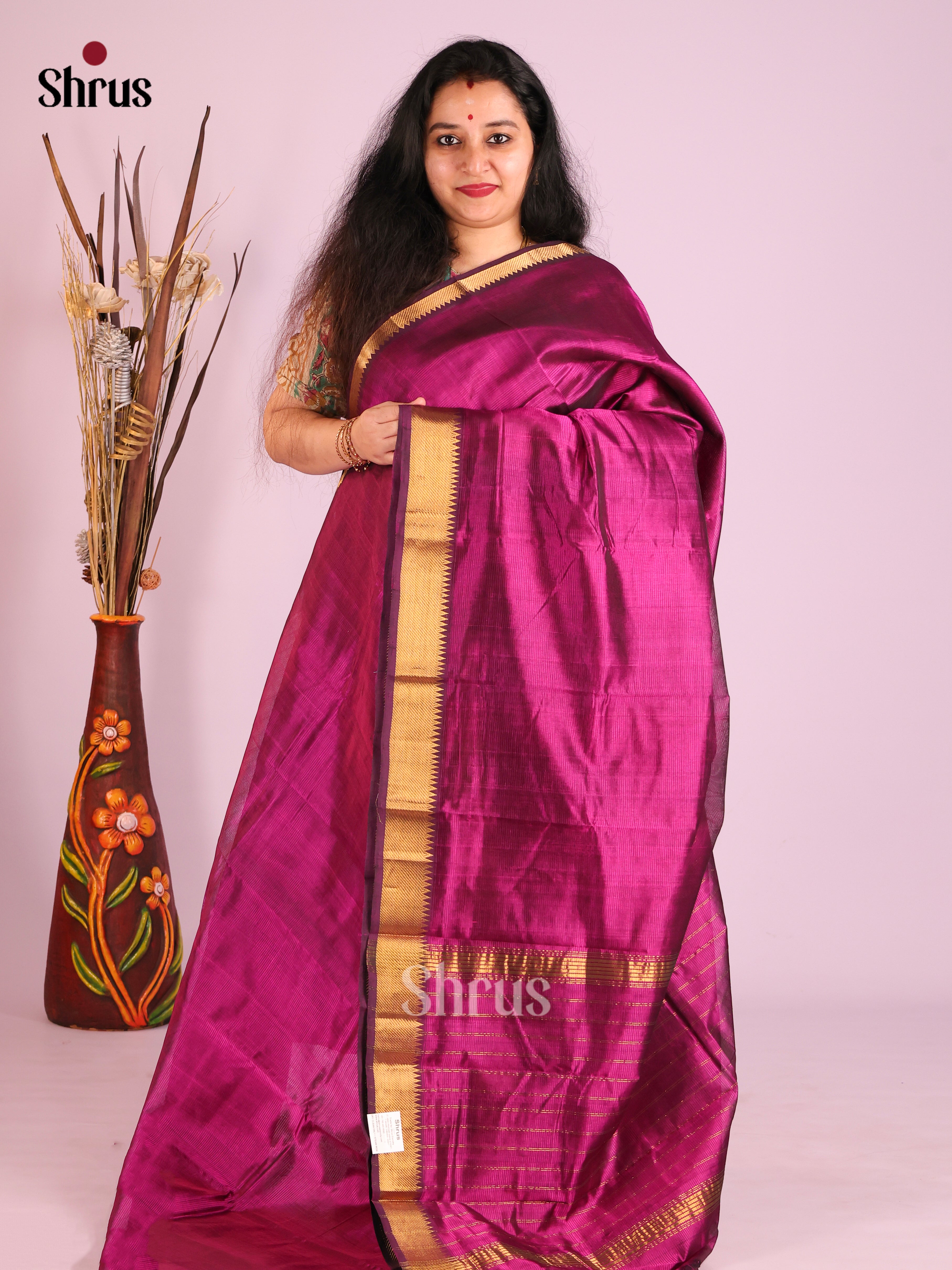 Purple(Single Tone) - Mangalagiri silkcotton Saree