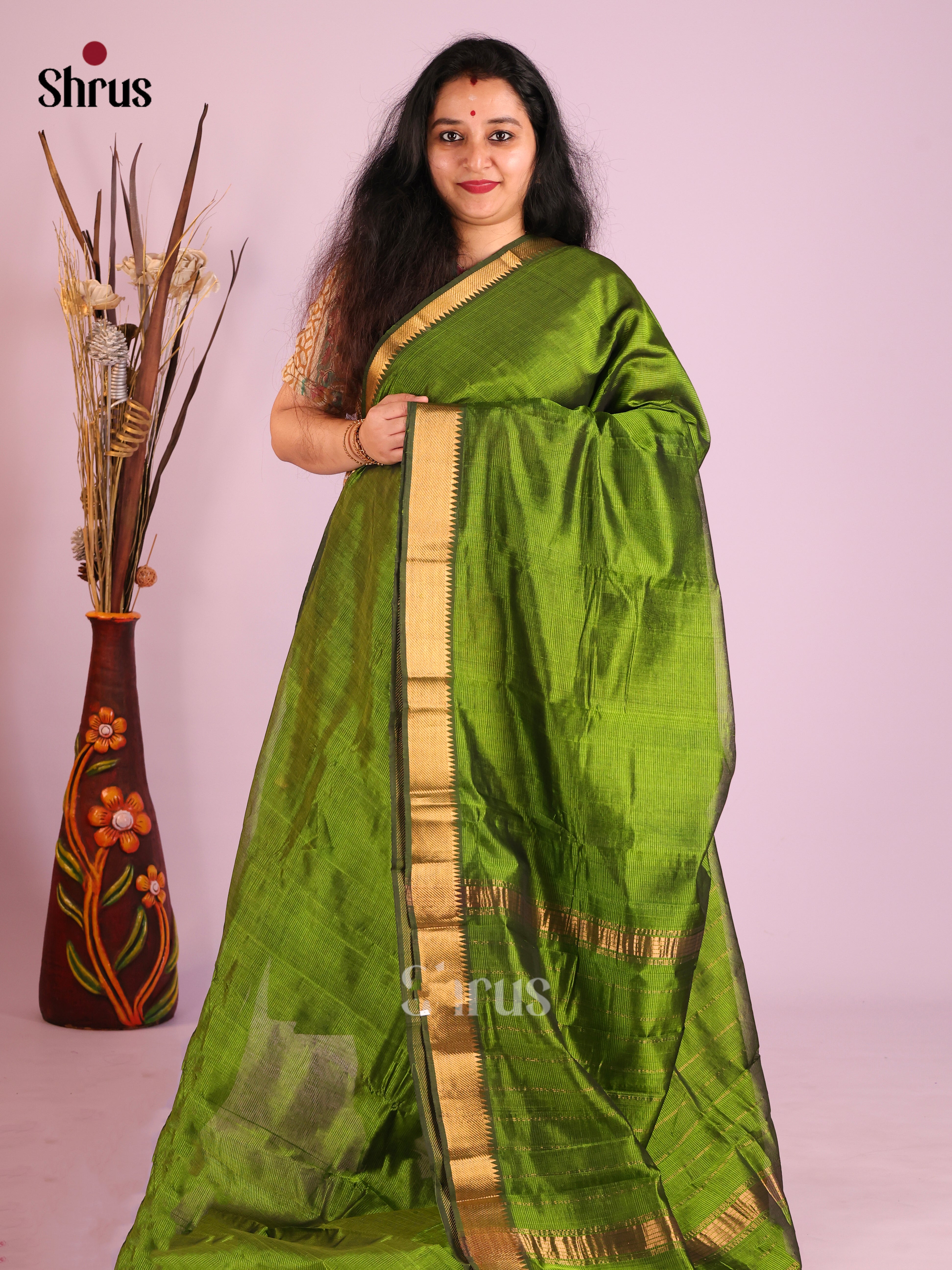 Green(single Tone) - Mangalagiri silkcotton Saree