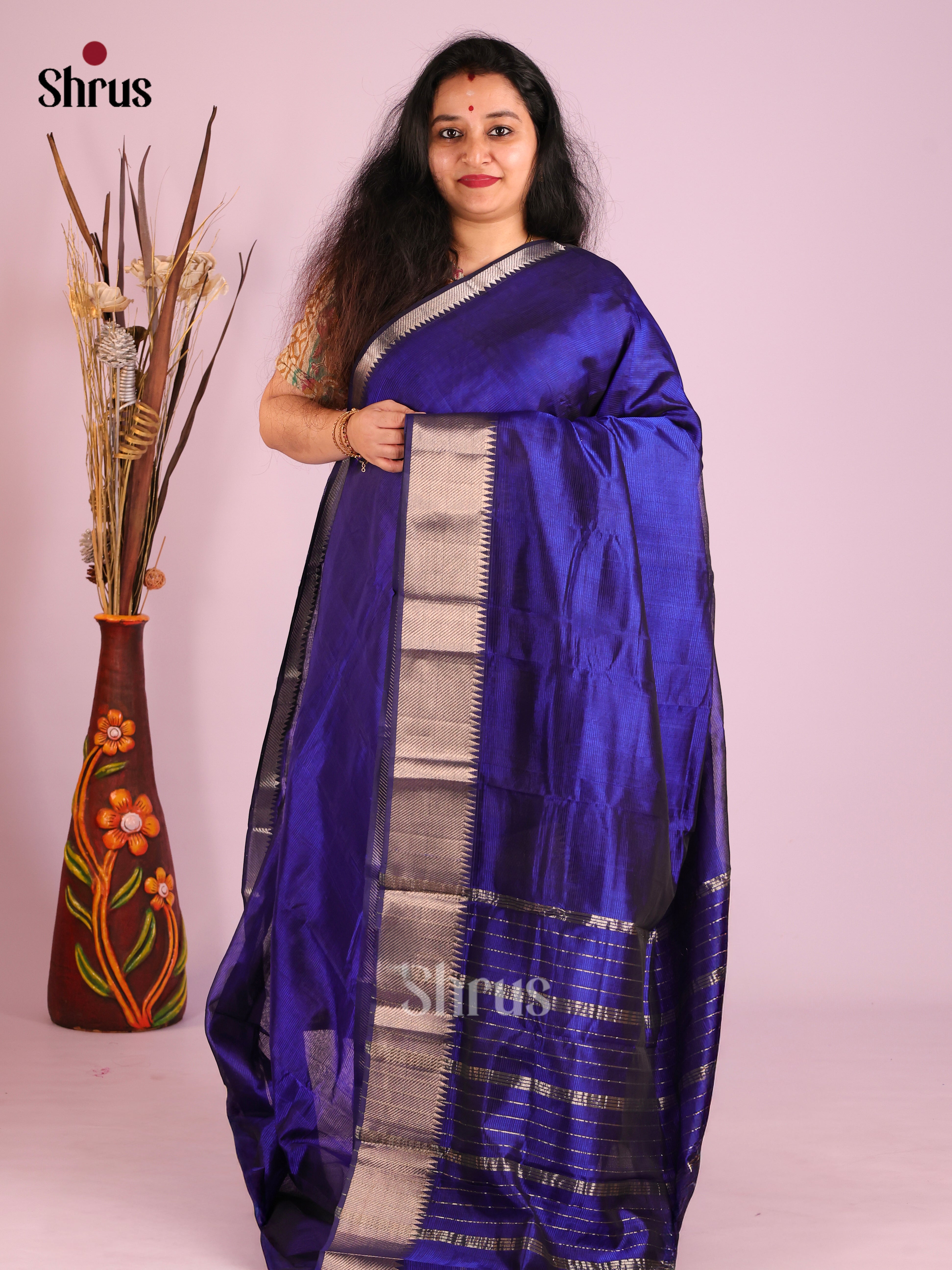 Blue(Single Tone) - Mangalagiri silkcotton Saree
