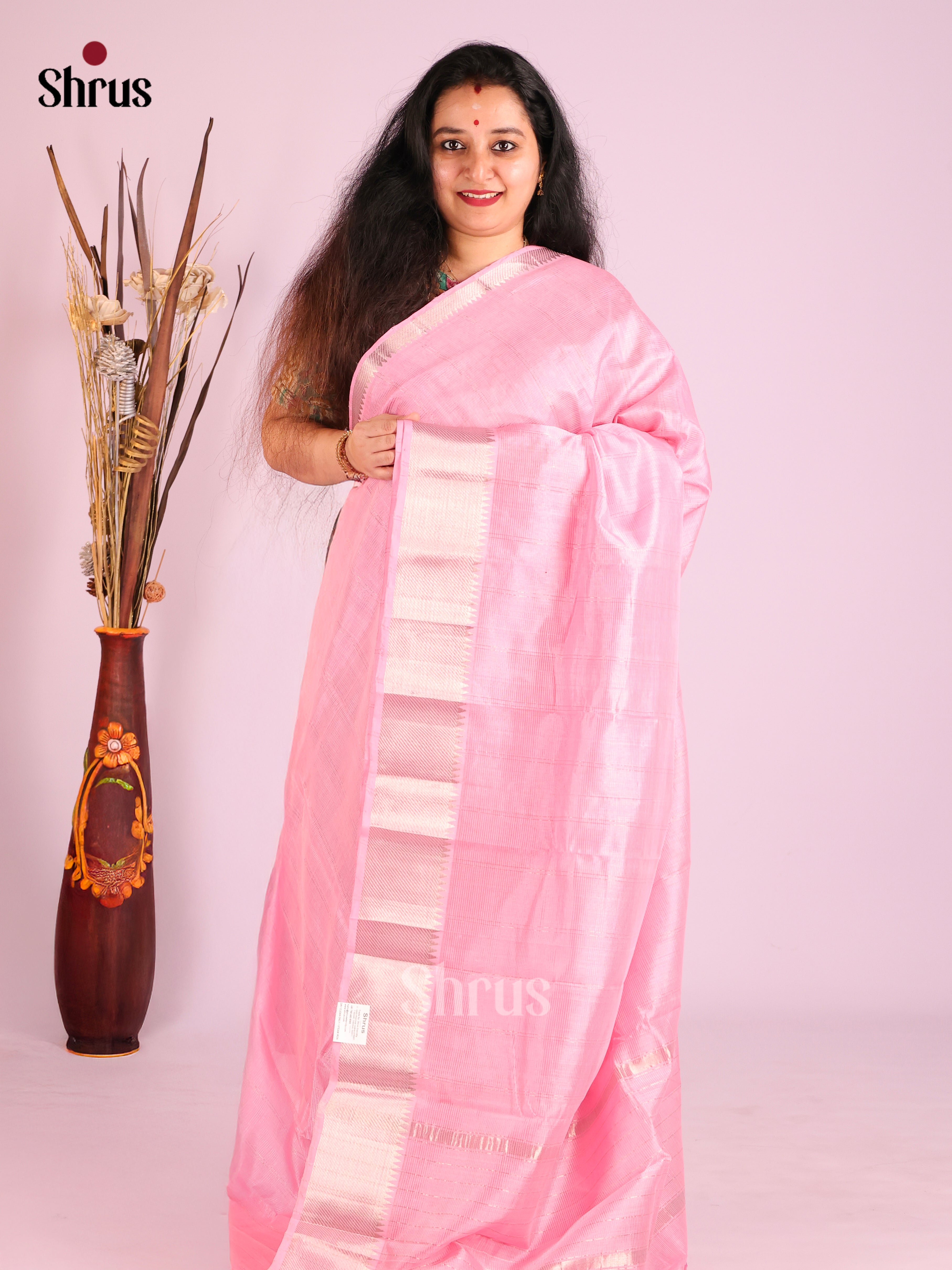 Baby Pink(Single Tone) - Mangalagiri silkcotton Saree