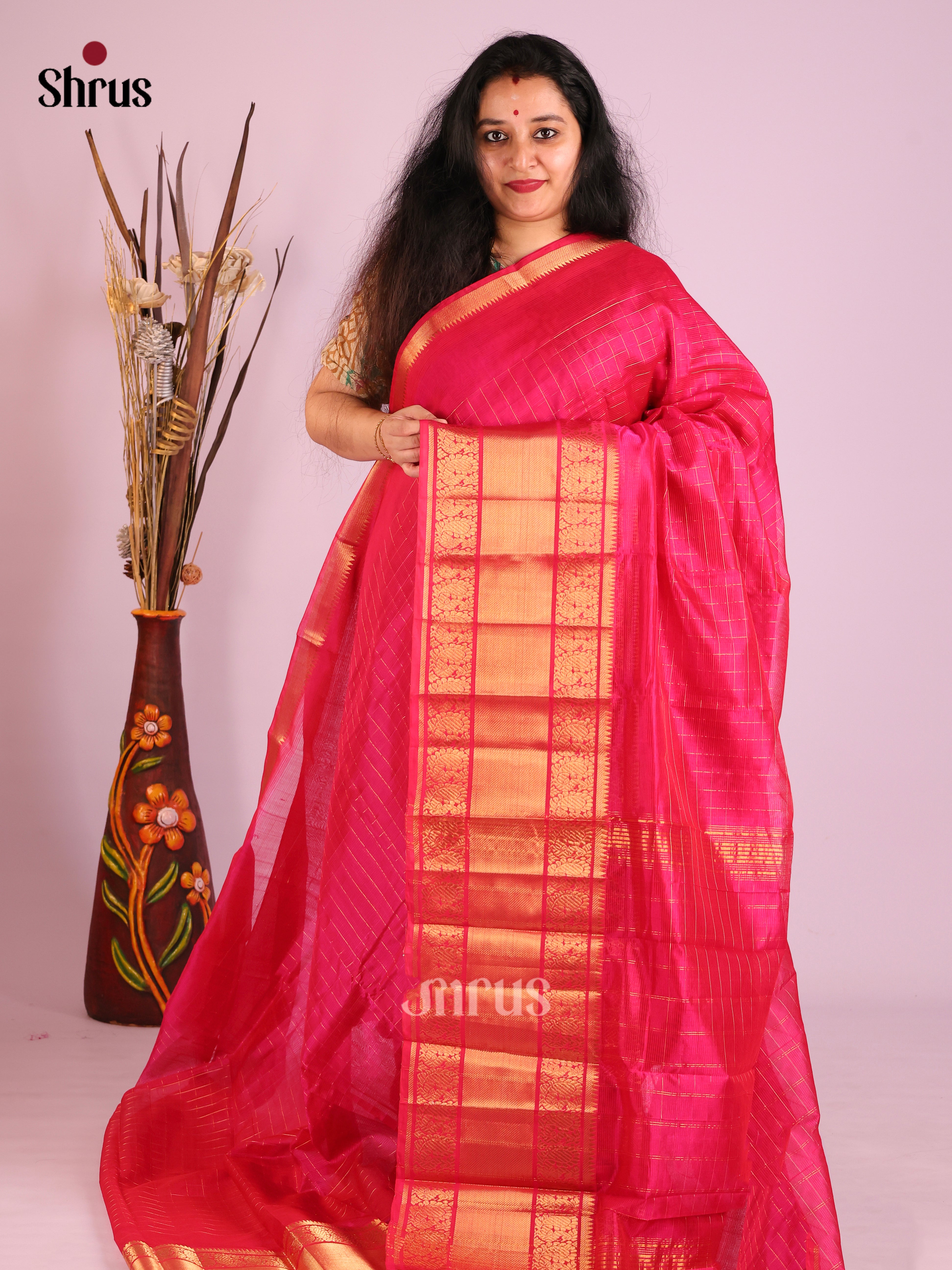 Pink(Single Tone) - Mangalagiri silkcotton Saree
