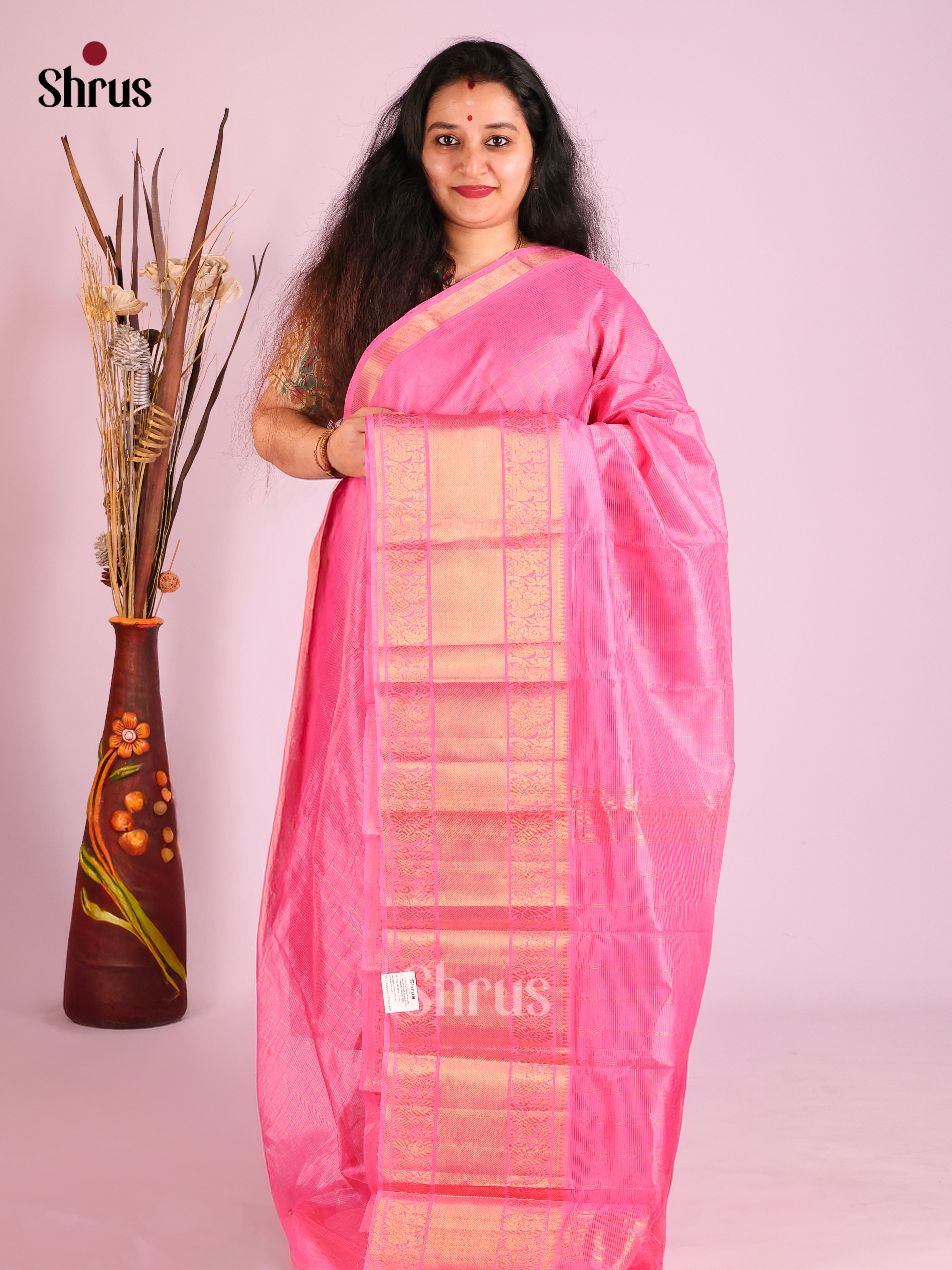 Pink(Single Tone)- Mangalagiri silkcotton Saree