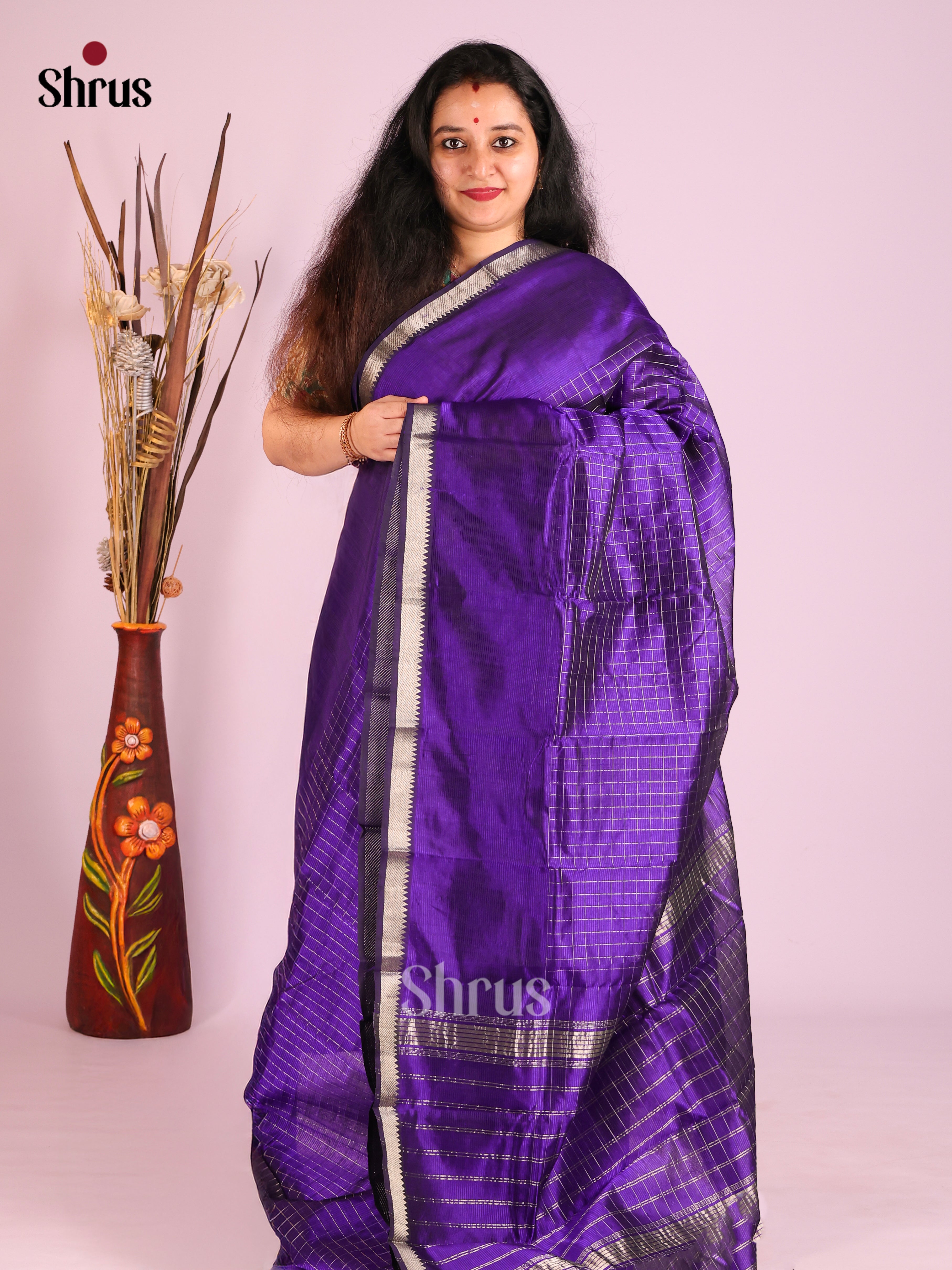 Violet(Single Tone)- Mangalagiri silkcotton Saree