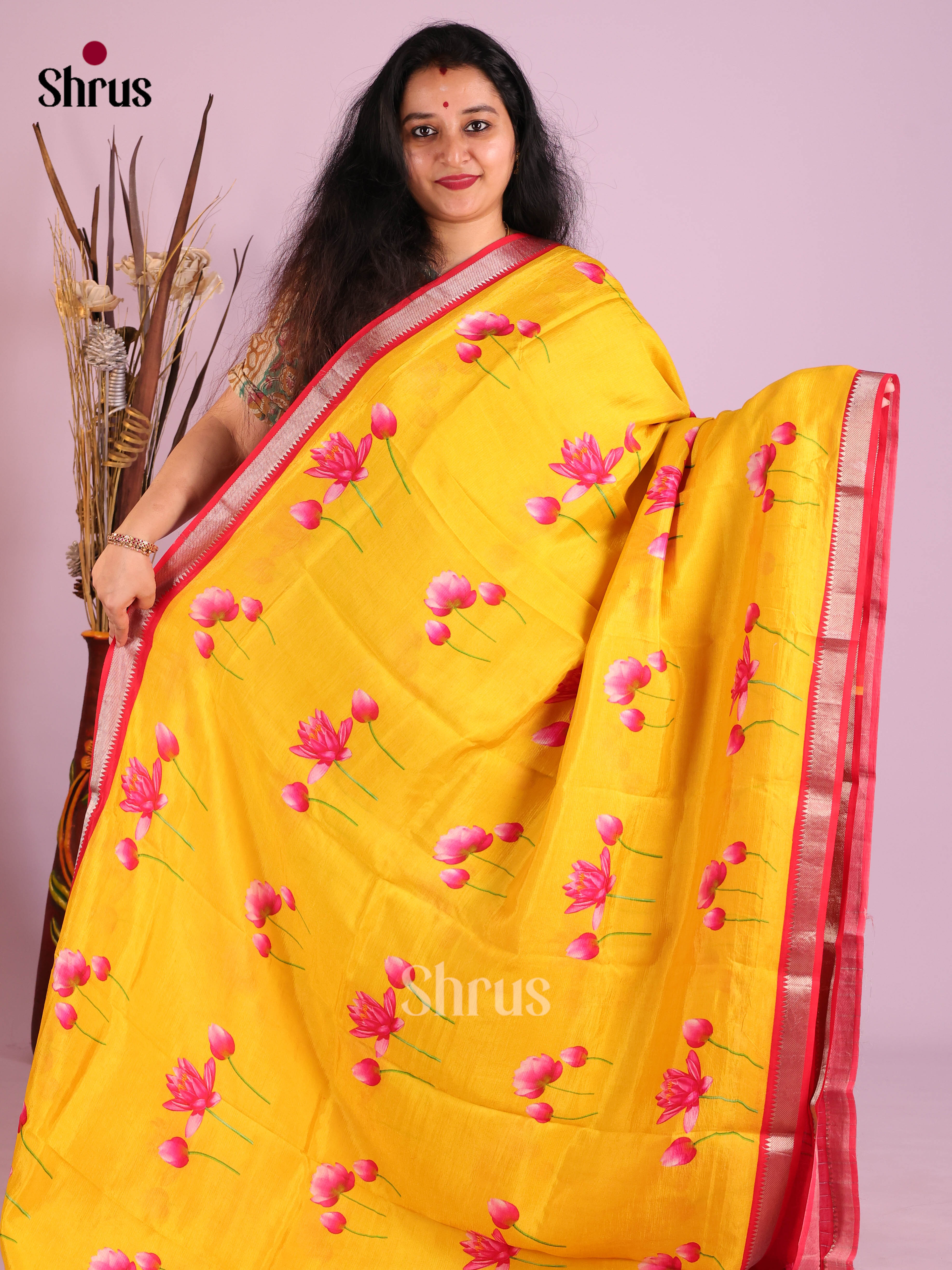 DIS26352 - Mangalagiri printed silkcotton Saree - Shop on Shrus.com