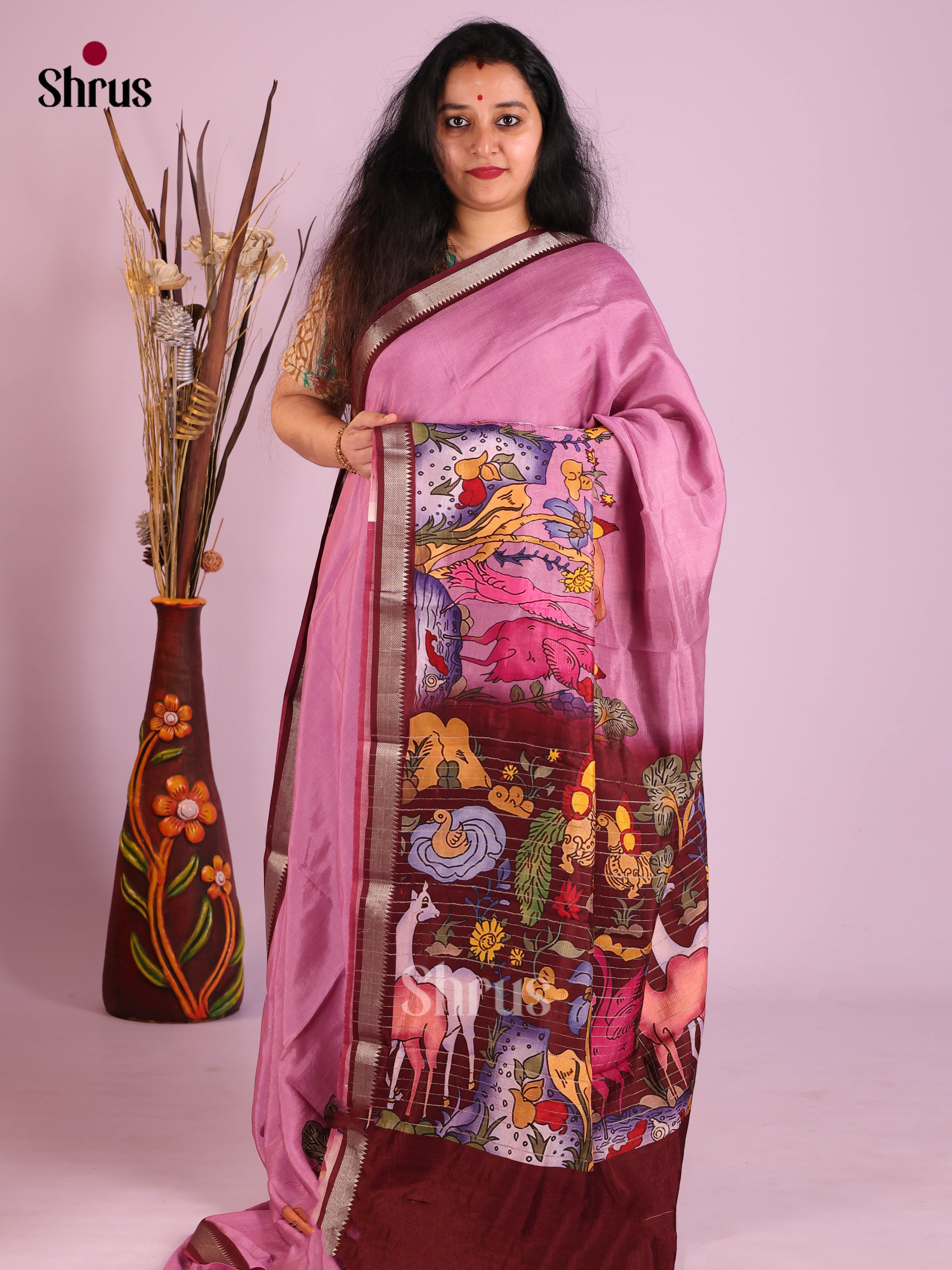 DIS26359 - Mangalagiri printed silkcotton Saree