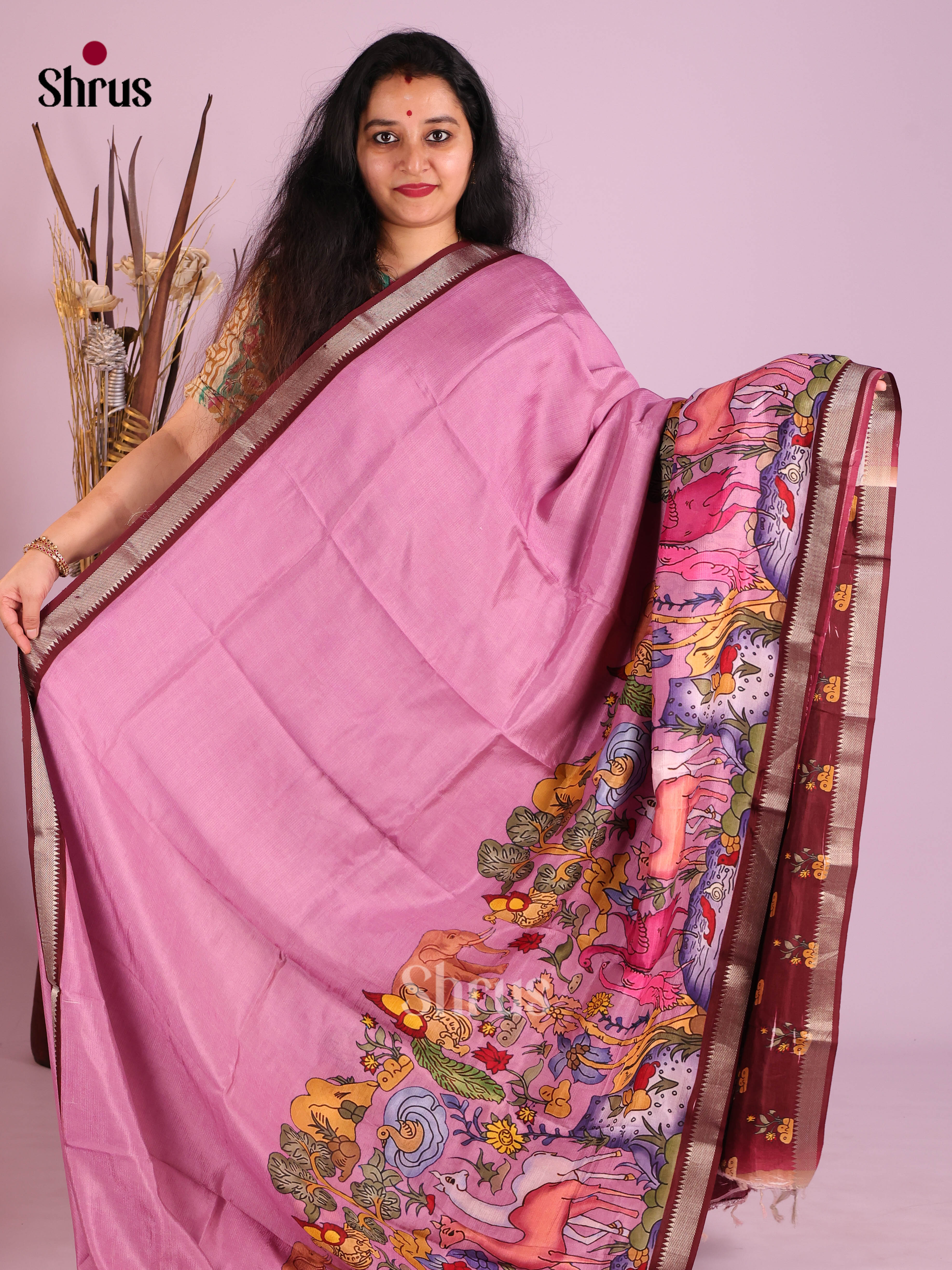DIS26359 - Mangalagiri printed silkcotton Saree