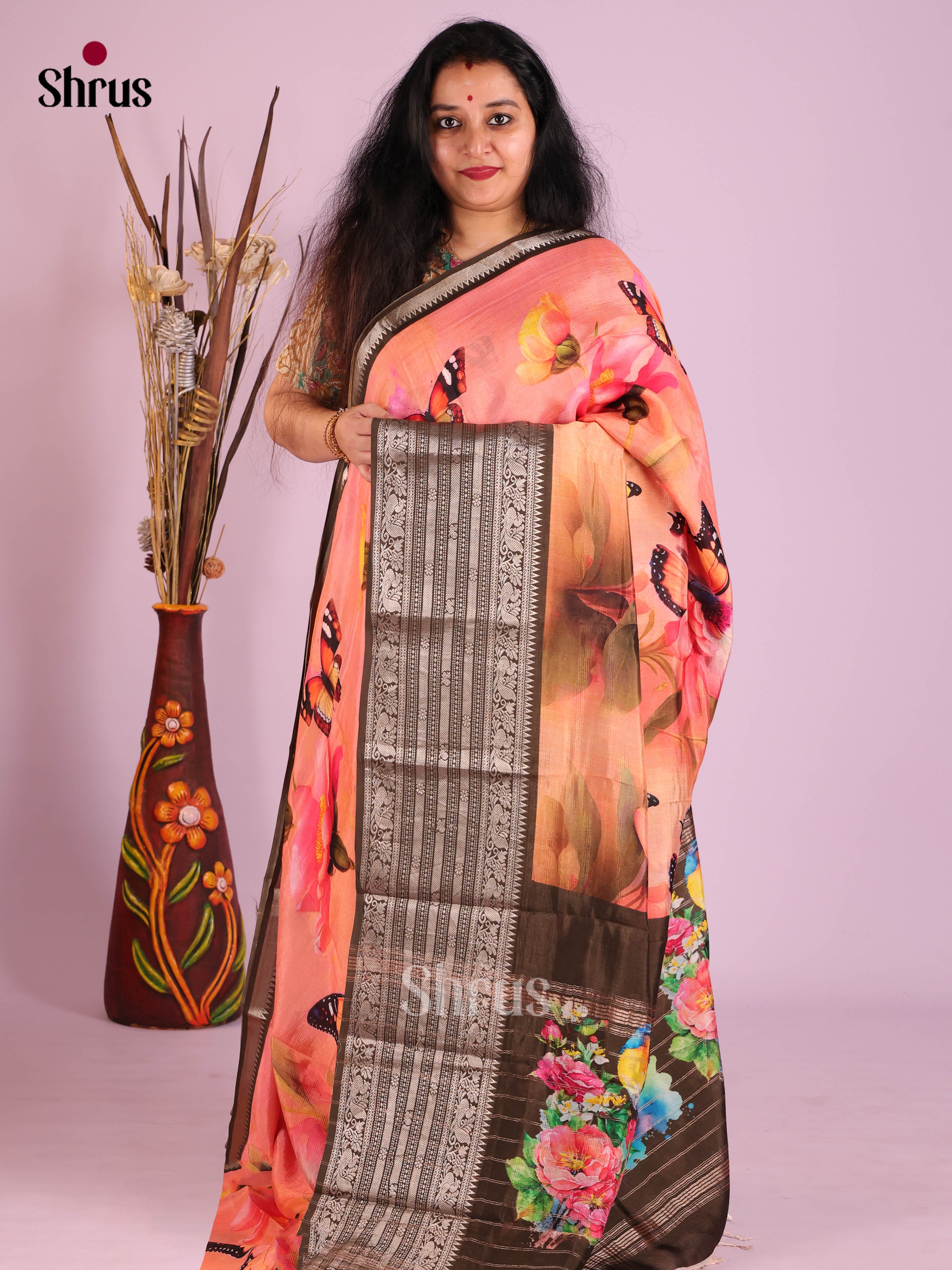 DIS26363 - Mangalagiri printed silkcotton Saree - Shop on Shrus.com