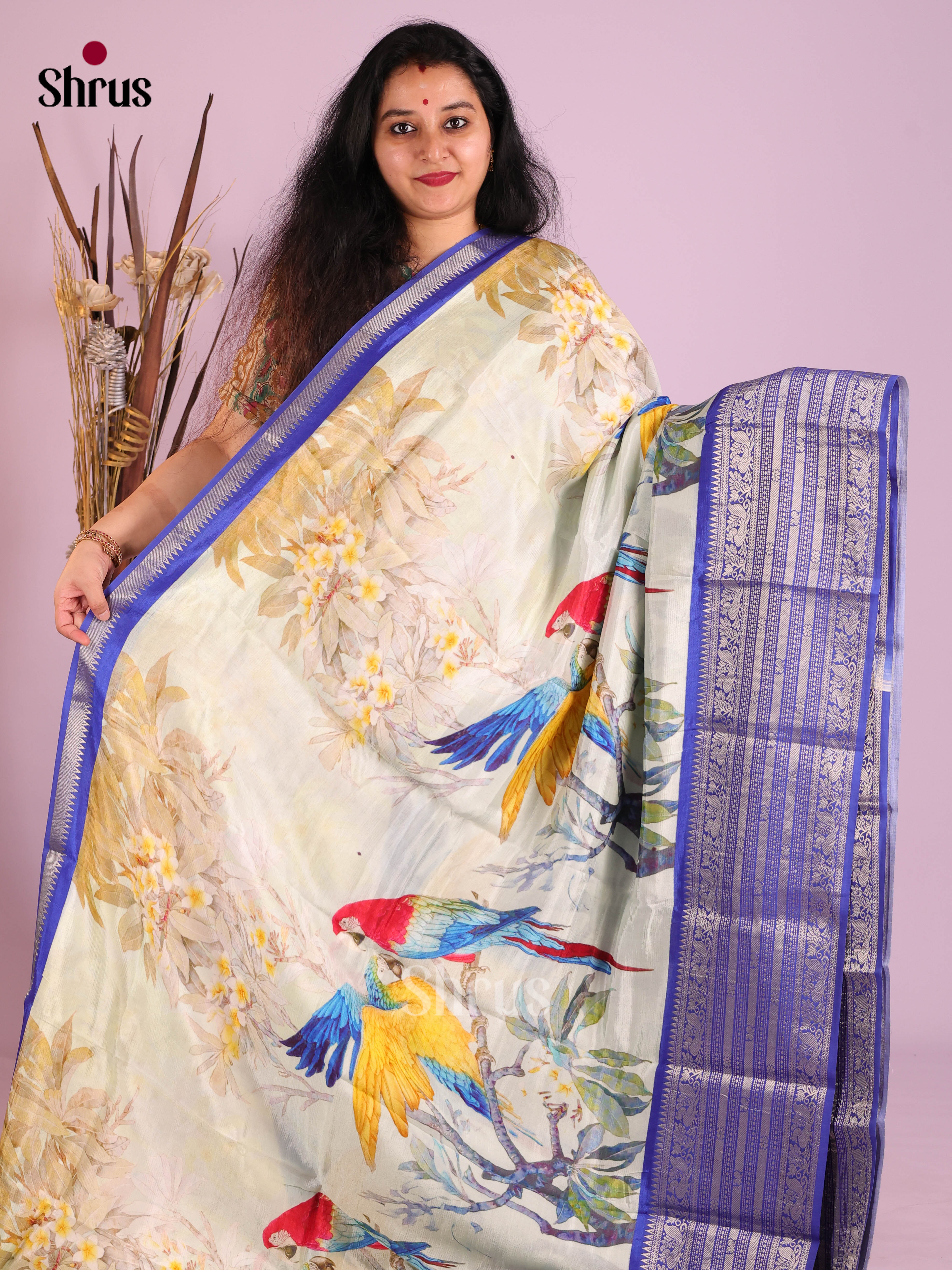 DIS26364 - Mangalagiri printed silkcotton Saree - Shop on Shrus.com