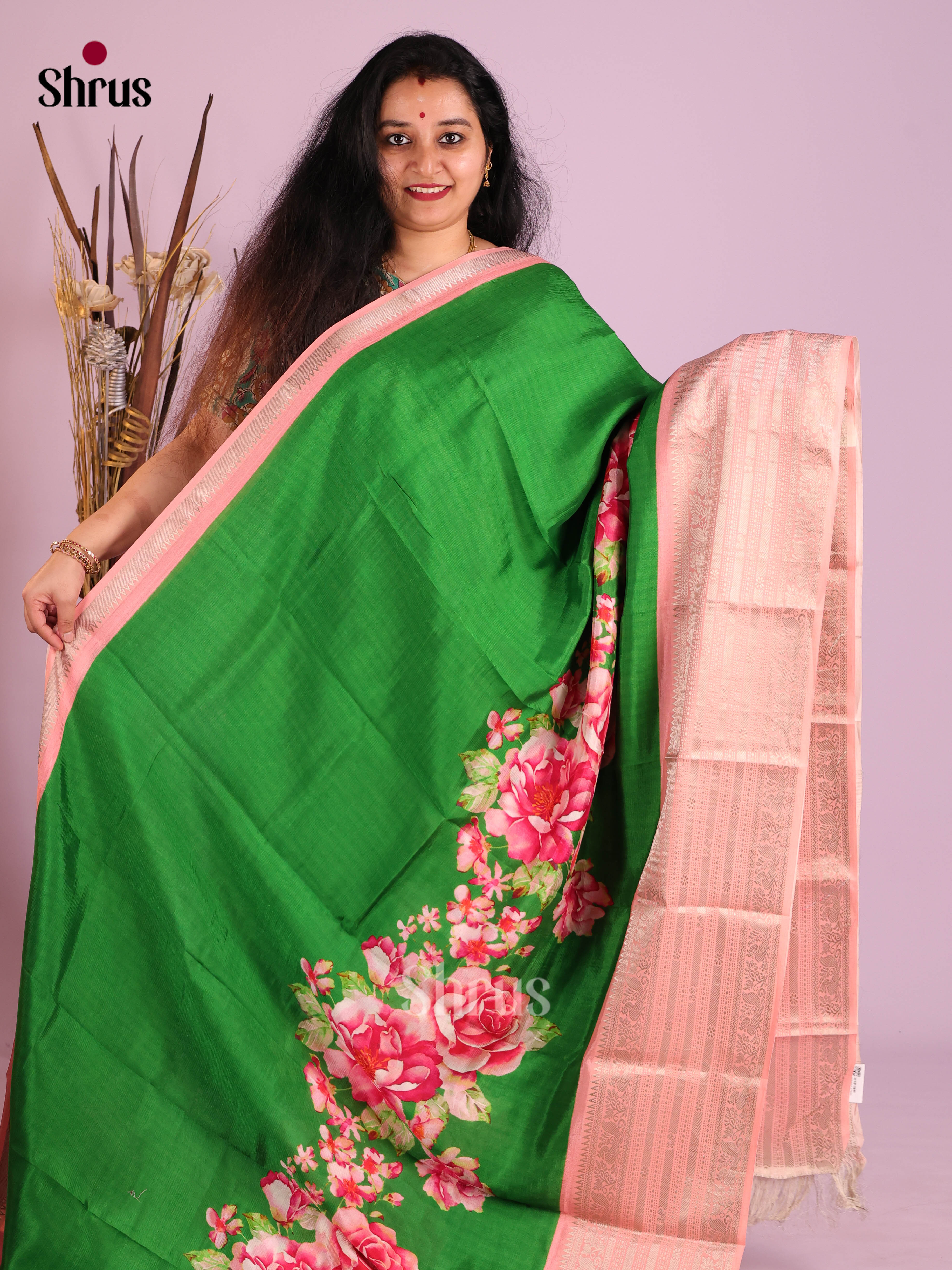 DIS26366 - Mangalagiri printed silkcotton Saree - Shop on Shrus.com
