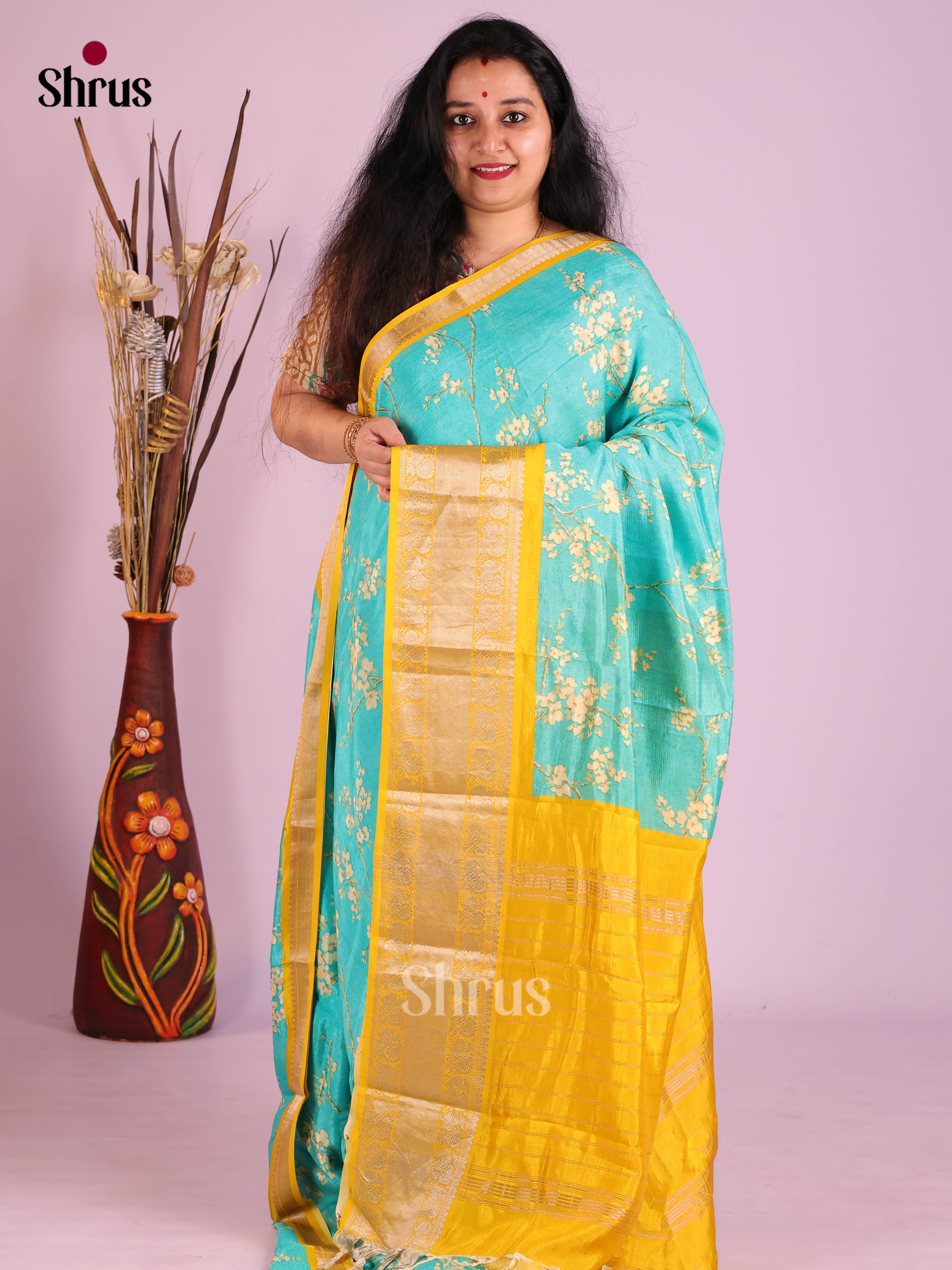 DIS26370 - Mangalagiri printed silkcotton Saree - Shop on Shrus.com