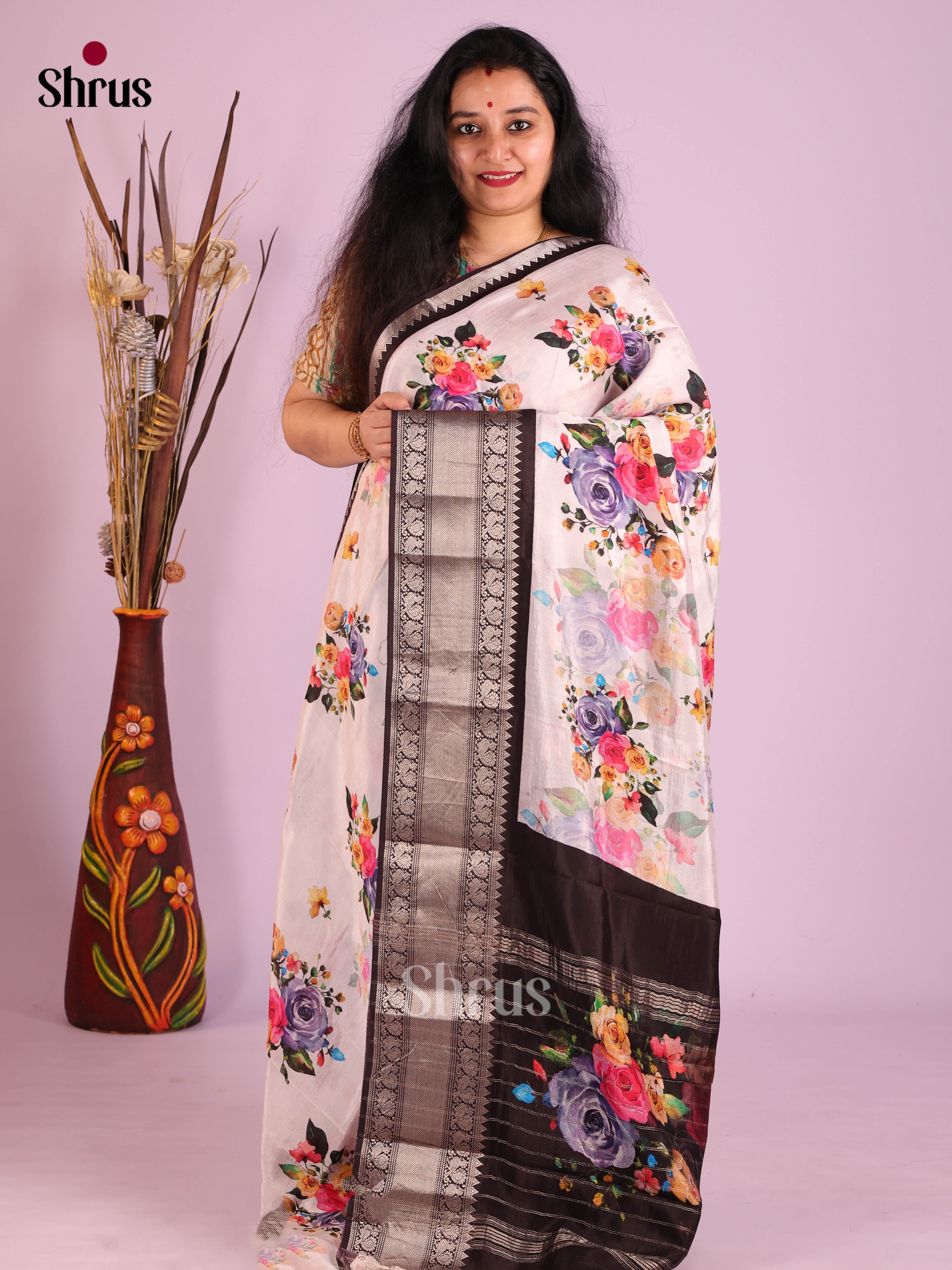 DIS26372 - Mangalagiri printed silkcotton Saree - Shop on Shrus.com
