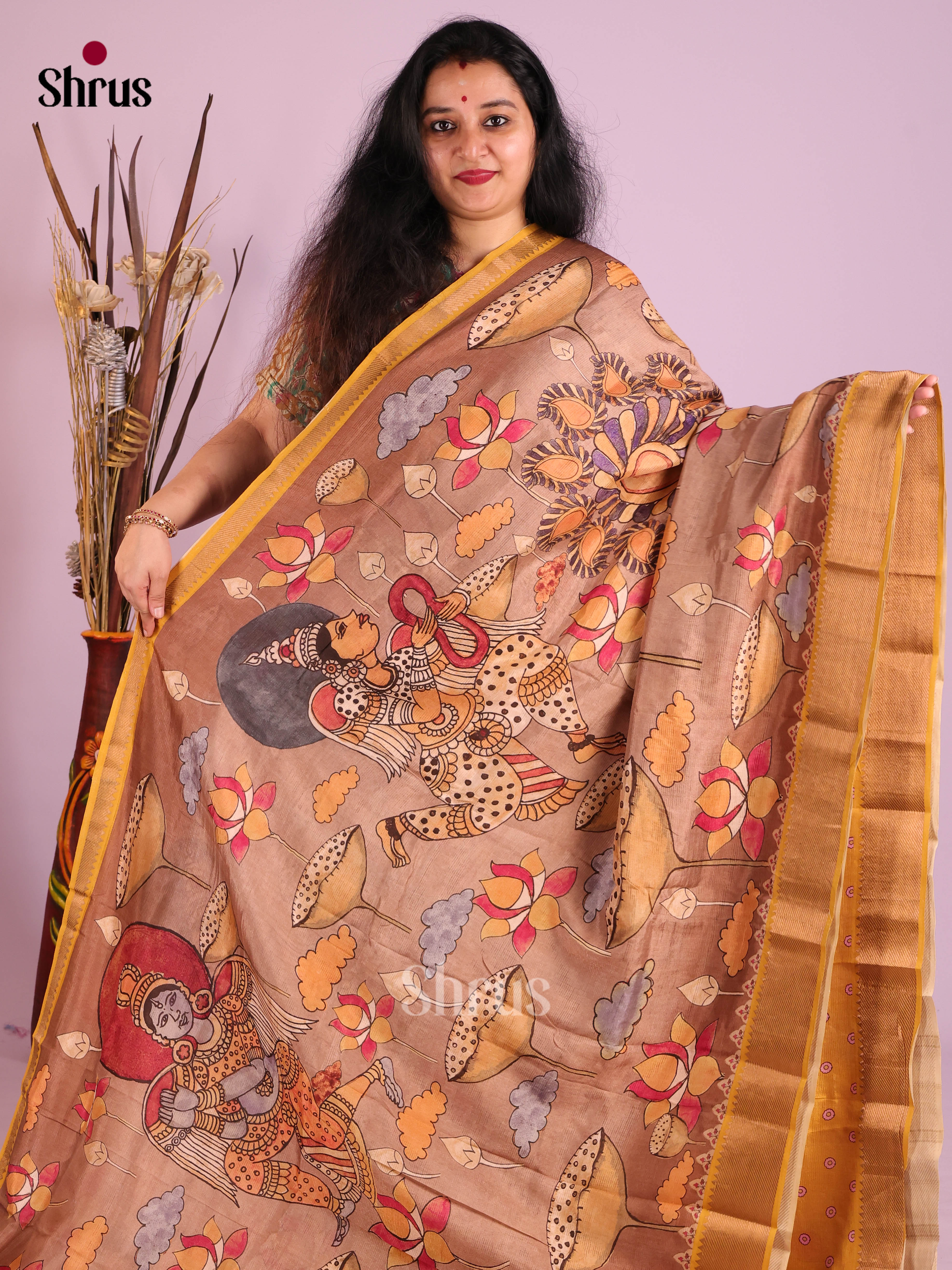 DIS26374 - Mangalagiri printed silkcotton Saree