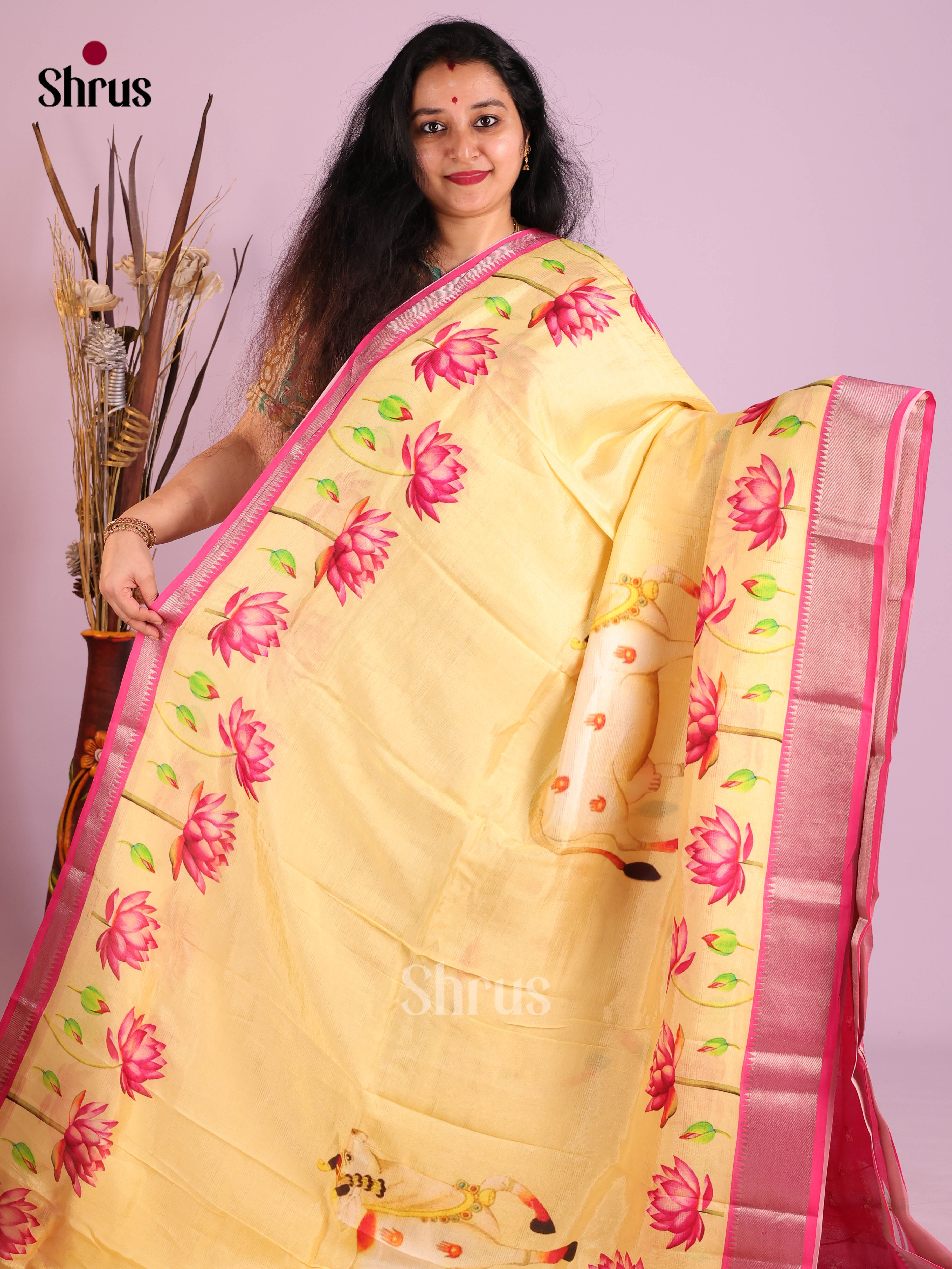 DIS26376 - Mangalagiri printed silkcotton Saree - Shop on Shrus.com