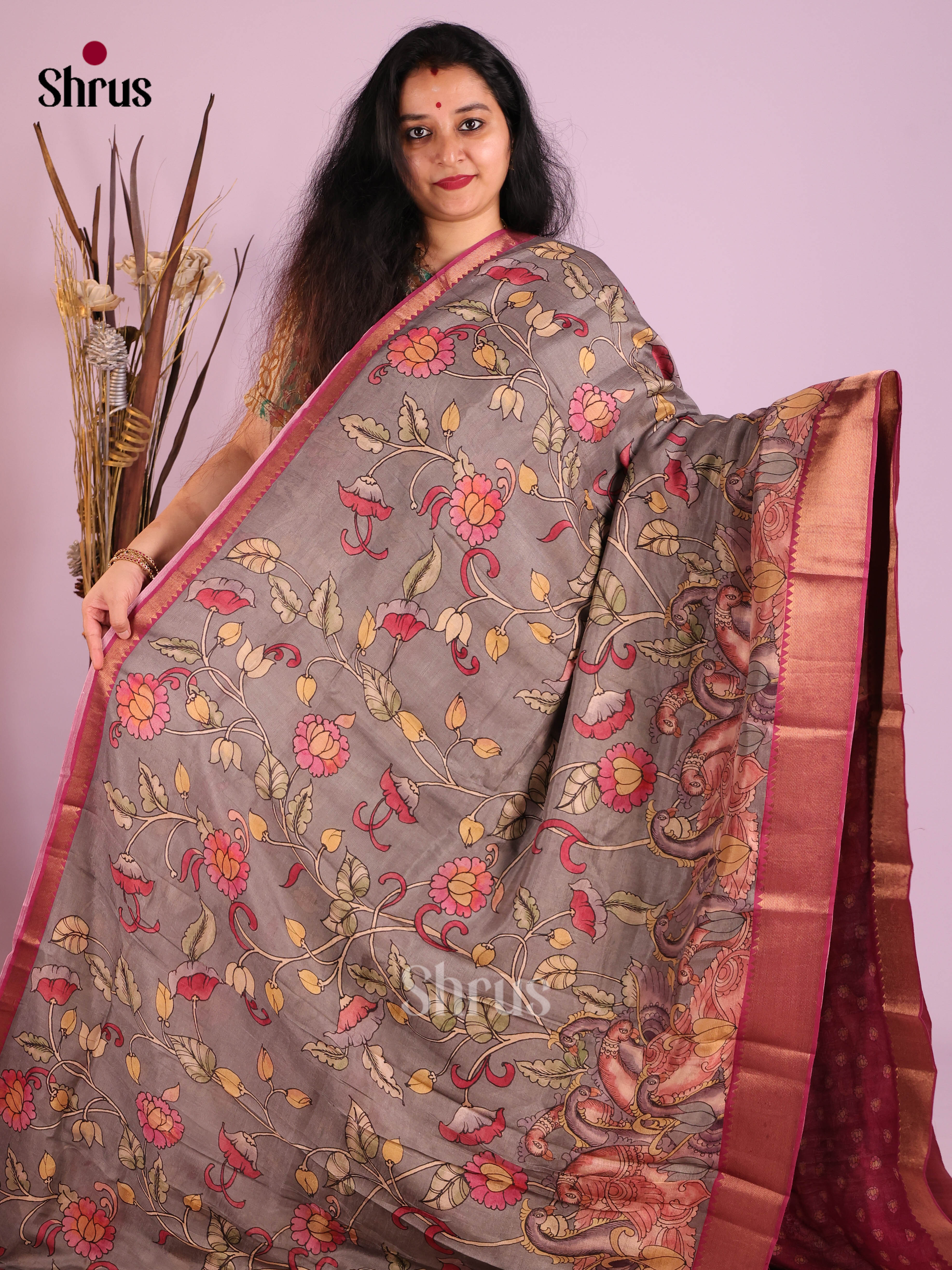 DIS26383 - Mangalagiri printed silkcotton Saree - Shop on Shrus.com