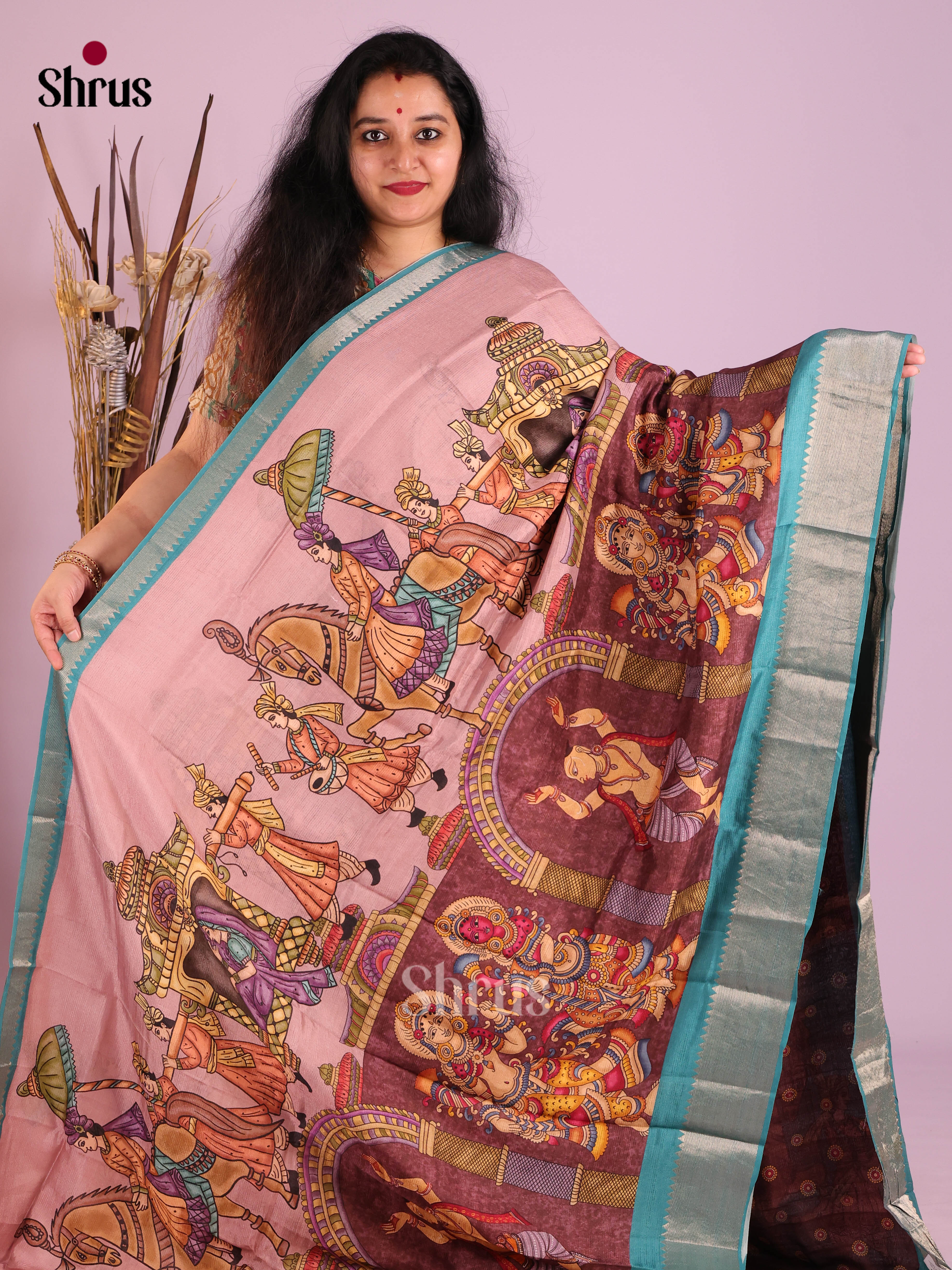 DIS26387 - Mangalagiri printed silkcotton Saree - Shop on Shrus.com