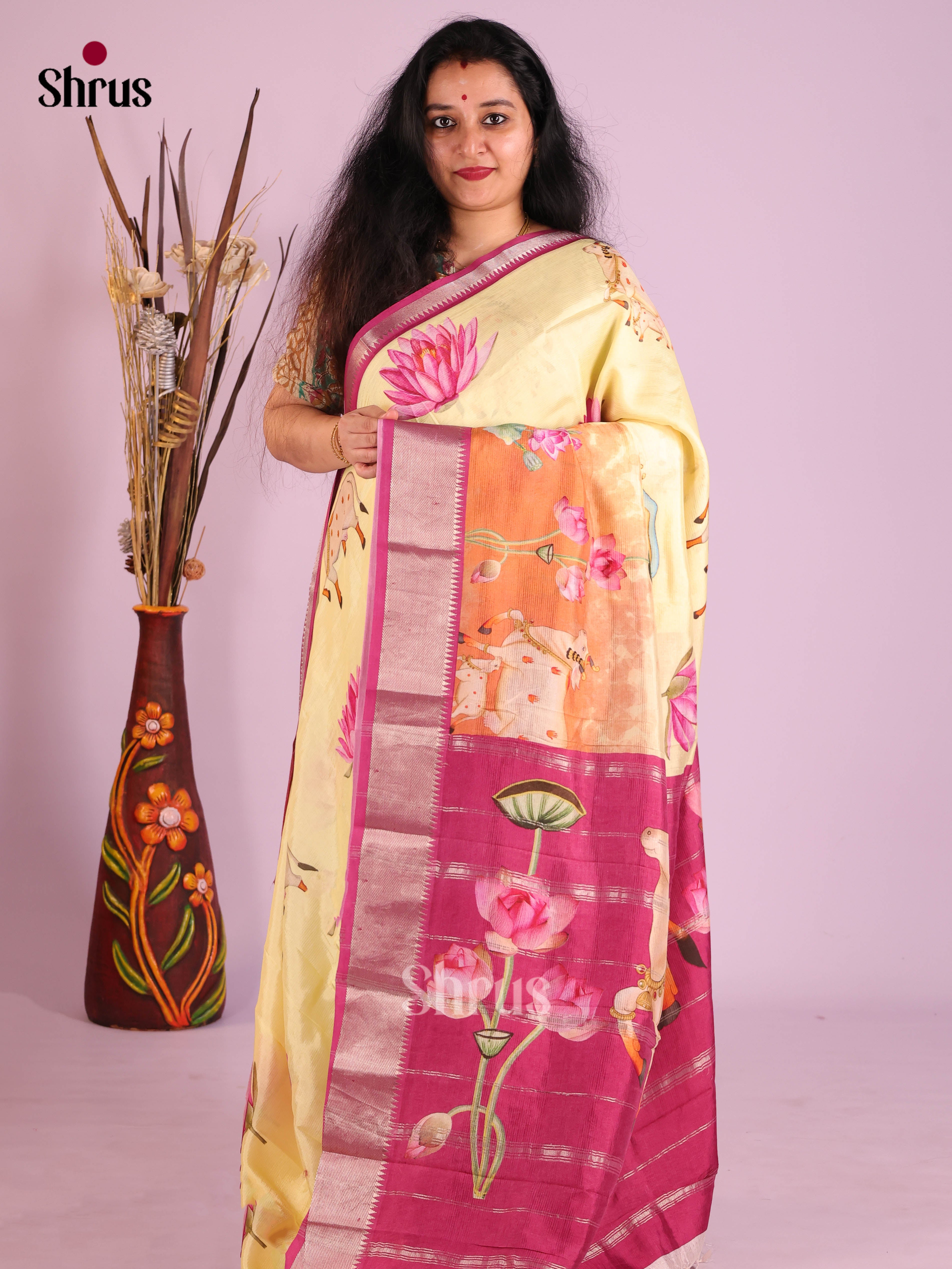DIS26393 - Mangalagiri printed silkcotton Saree