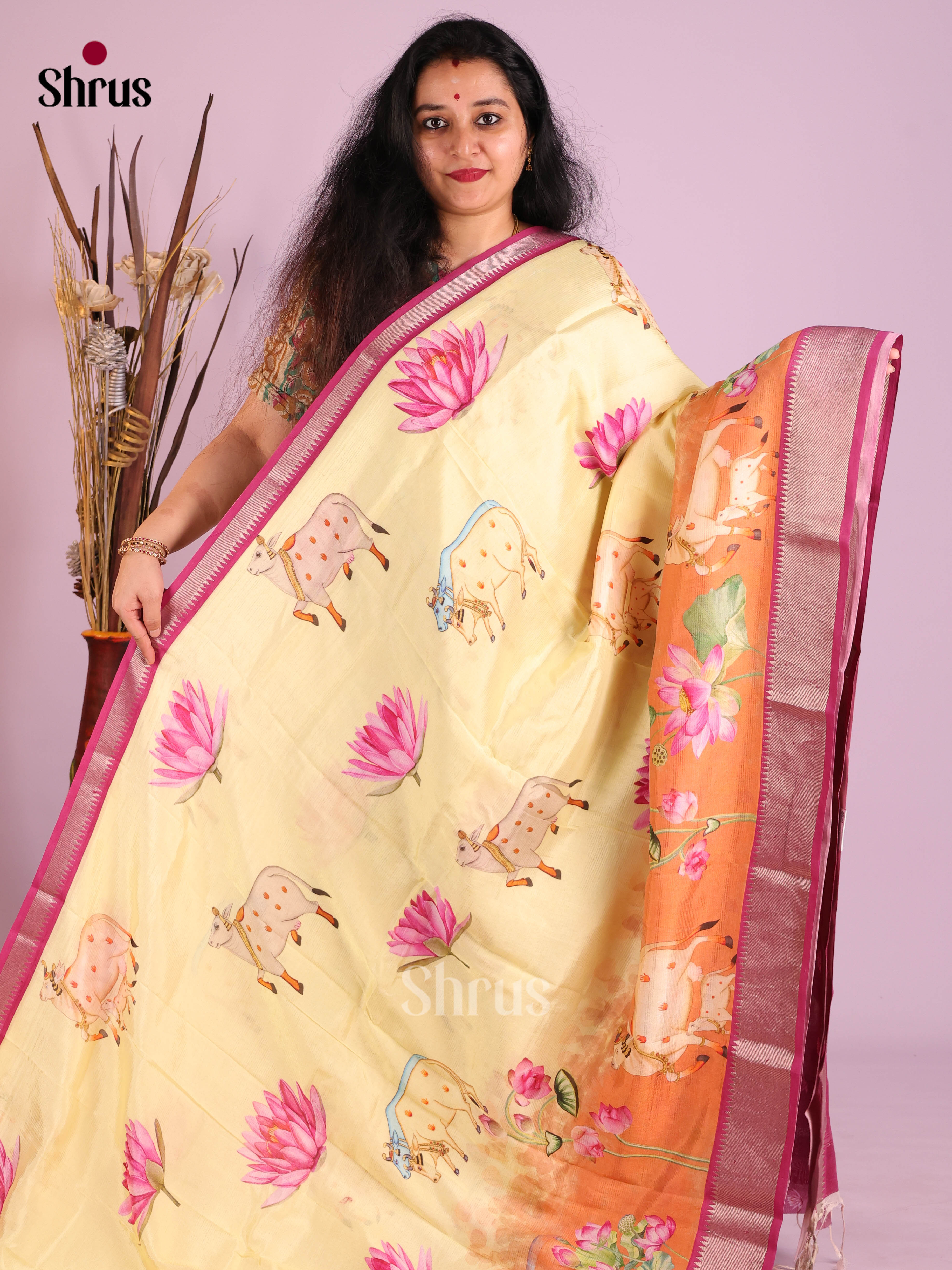 DIS26393 - Mangalagiri printed silkcotton Saree