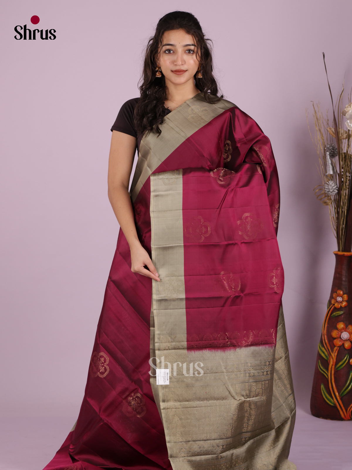 DIS26592 - Kanchipuram-halfpure Saree - Shop on Shrus.com