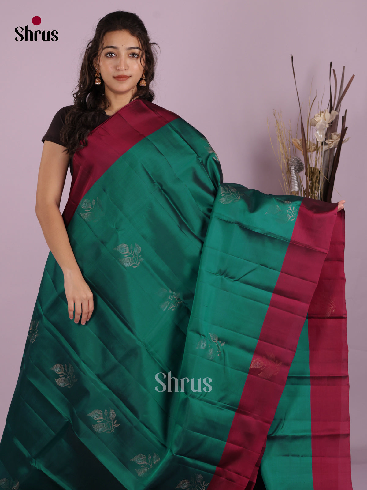 DIS26622 - Kanchipuram-halfpure Saree - Shop on Shrus.com