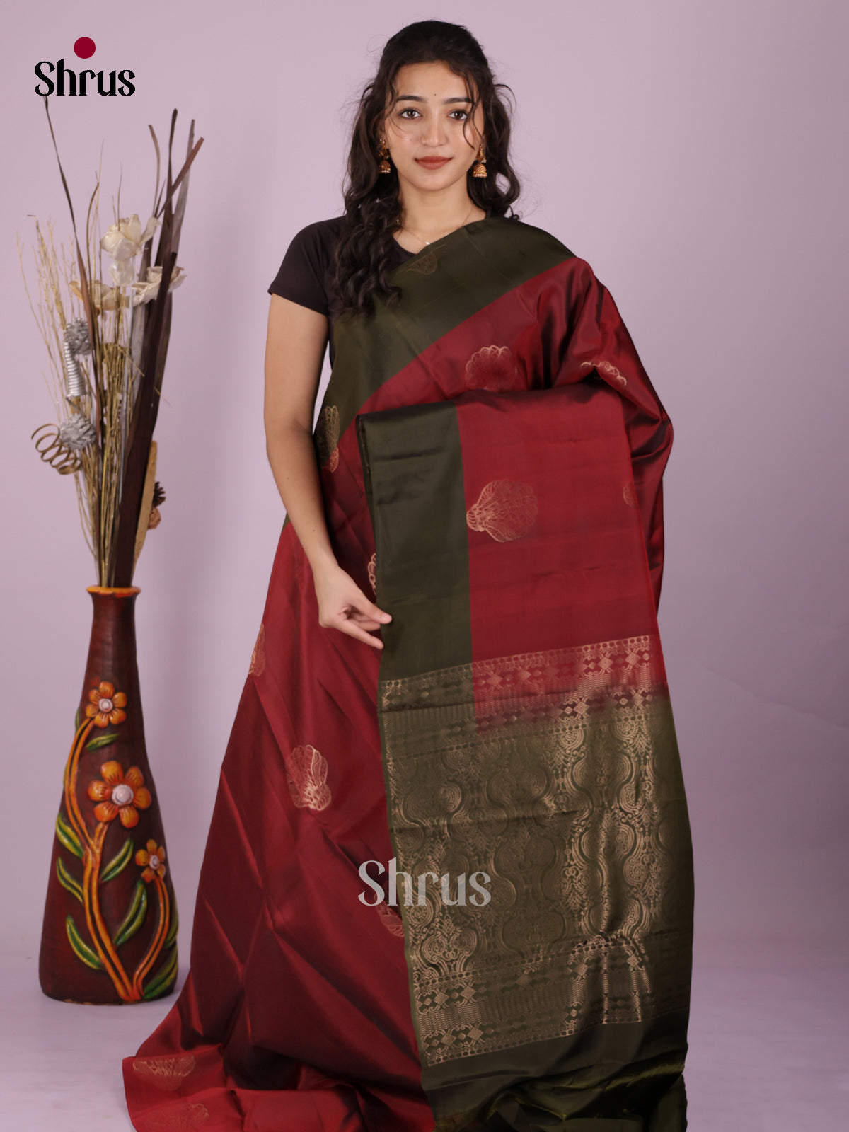 DIS26623 - Kanchipuram-halfpure Saree - Shop on Shrus.com