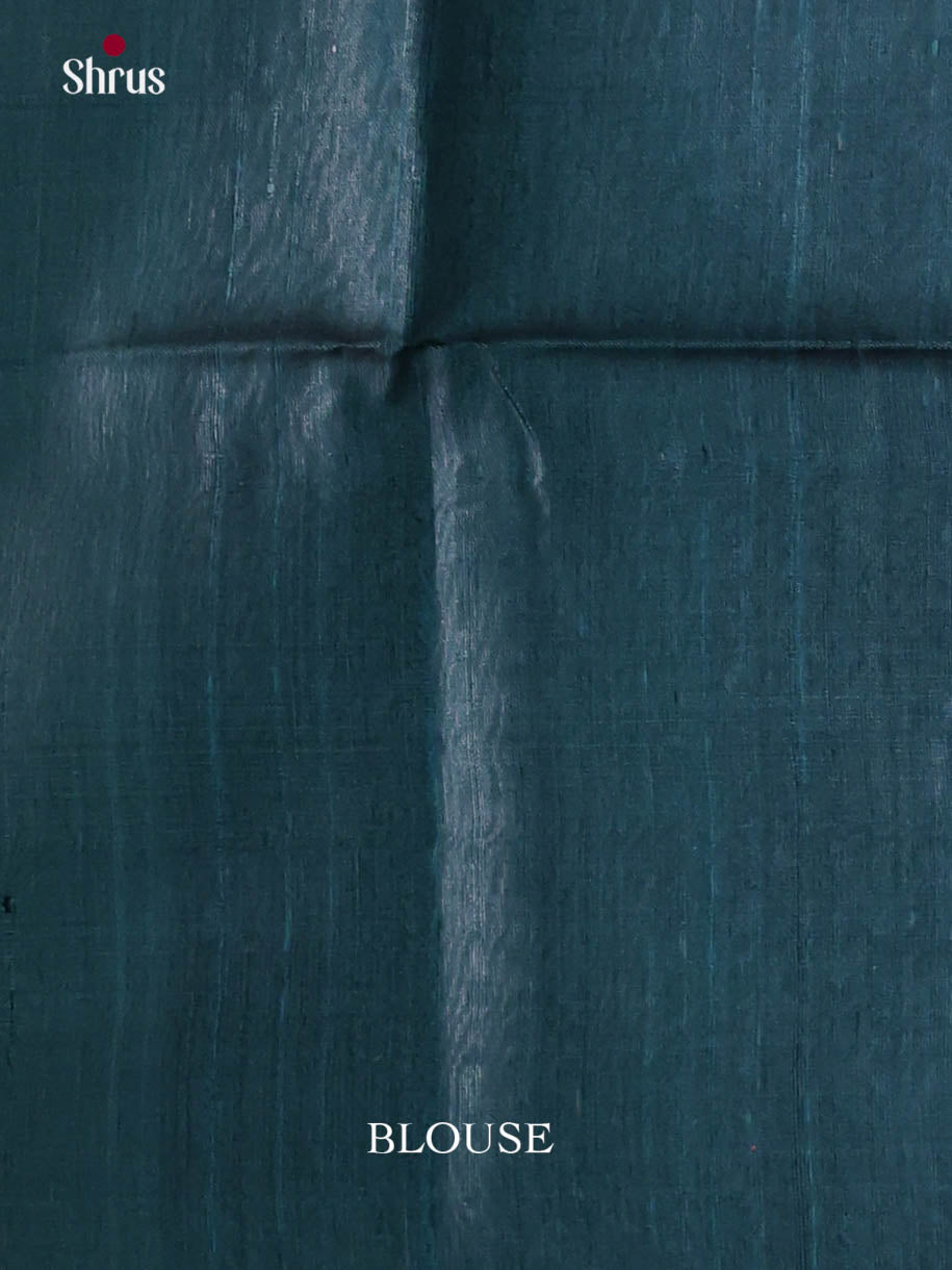 Peacock Blue(Single Tone) - Raw Silk Saree