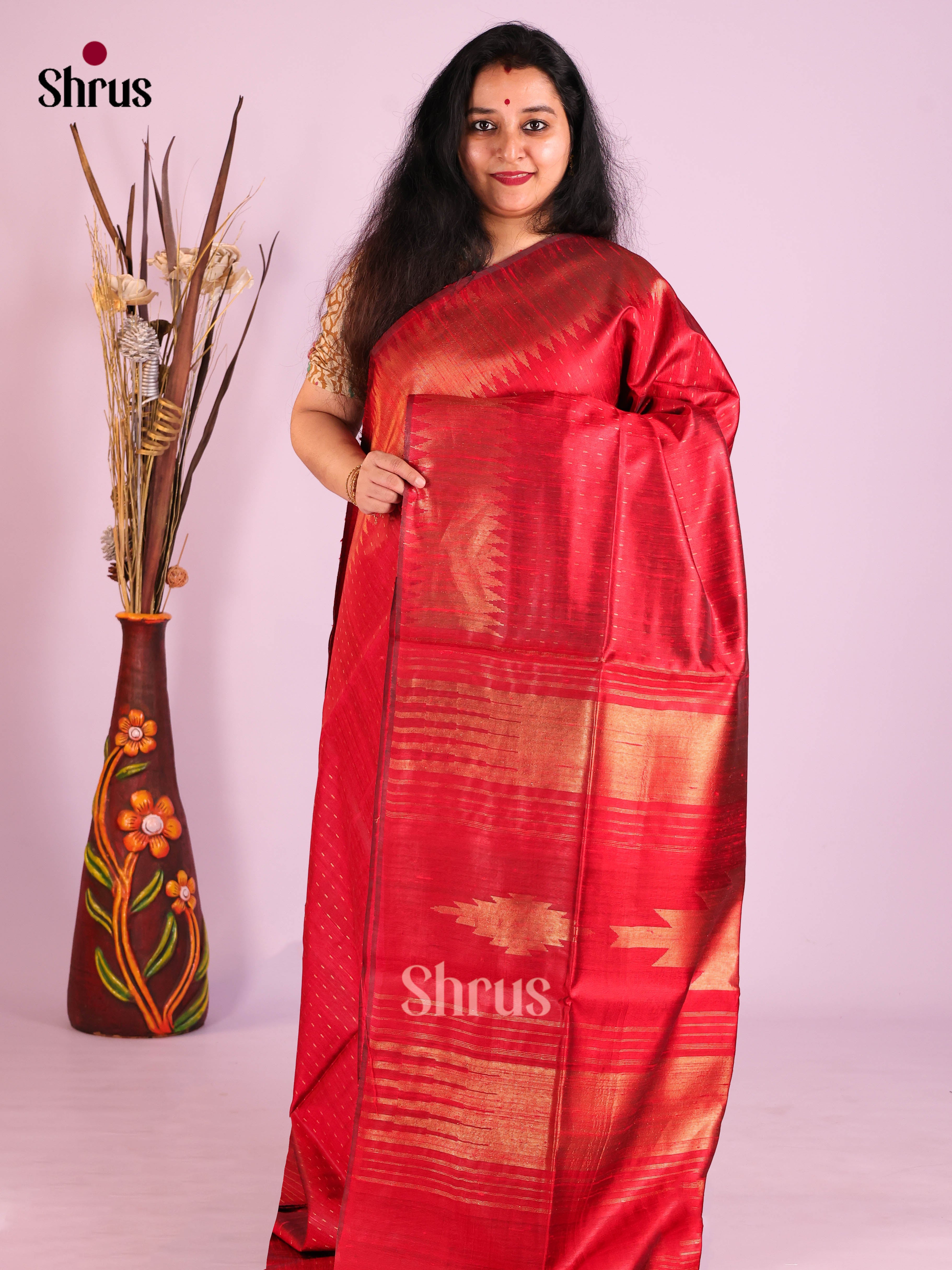 DIS27021 - Raw Silk Saree - Shop on Shrus.com