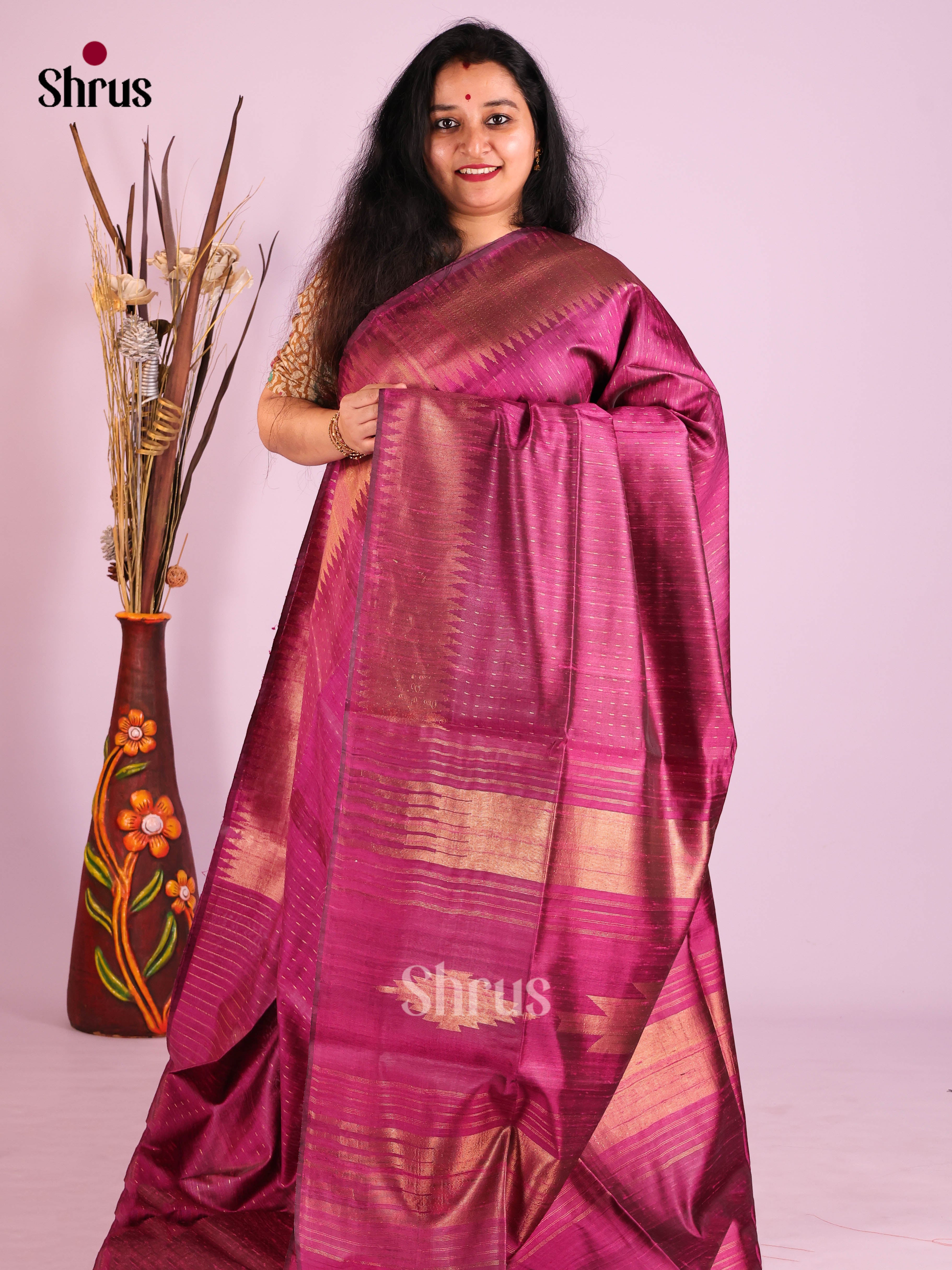 Purple(Single Tone)- Raw Silk Saree - Shop on Shrus.com