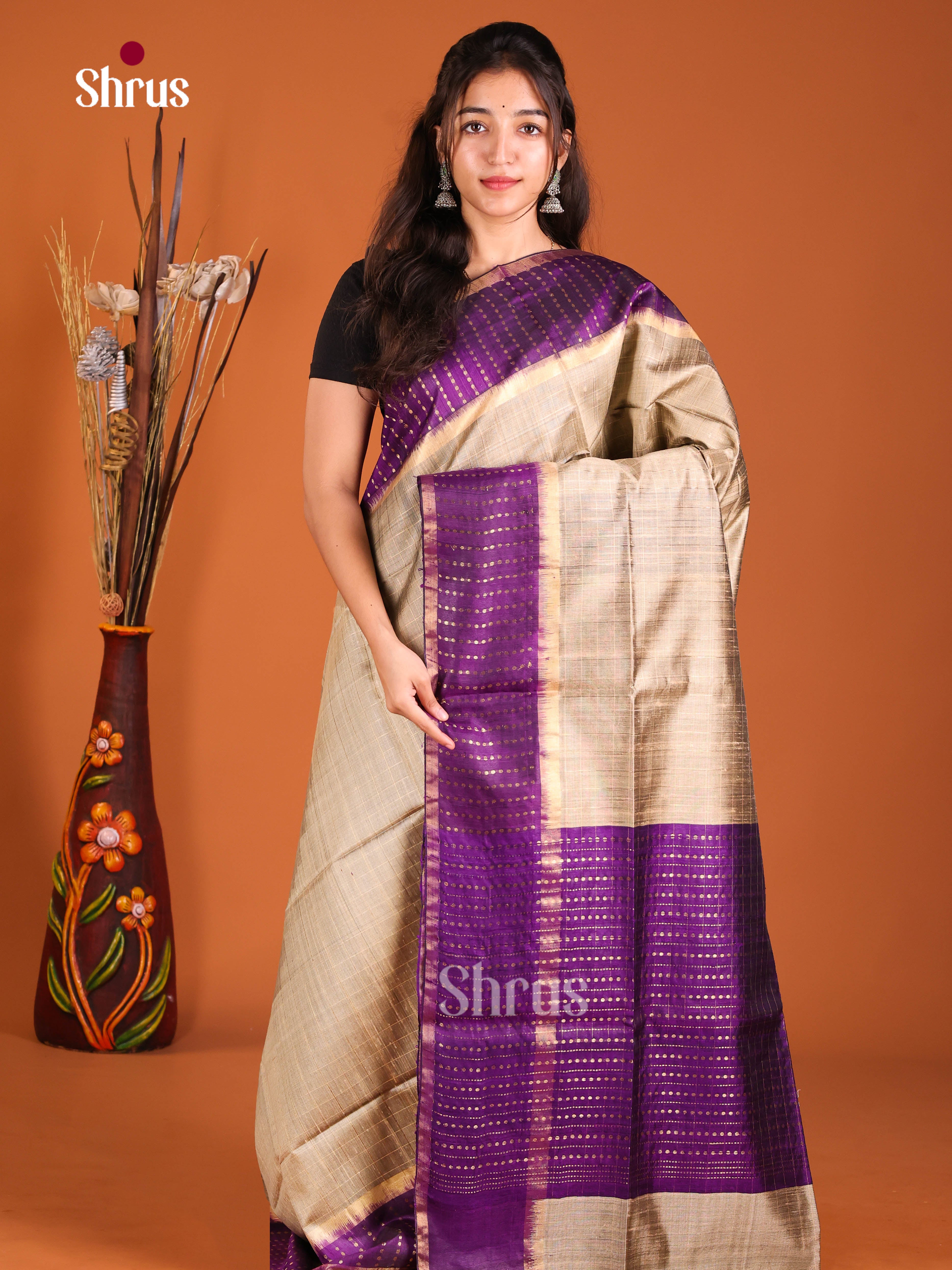 DIS27029 - Raw Silk Saree - Shop on Shrus.com