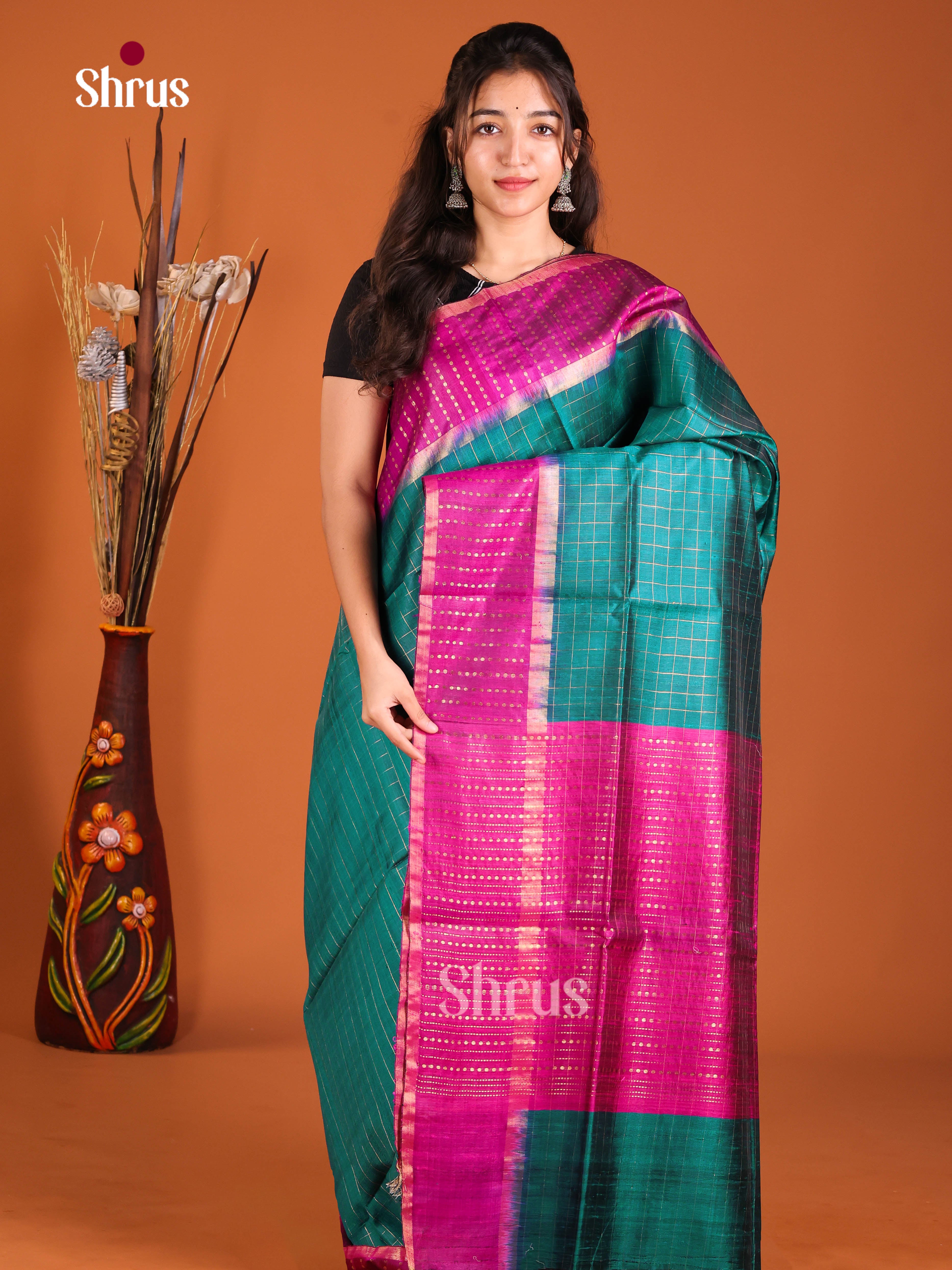DIS27030 - Raw Silk Saree - Shop on Shrus.com