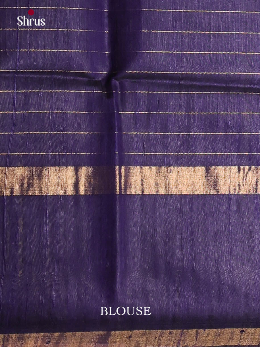 Blue & Navy Blue - Raw Silk Saree